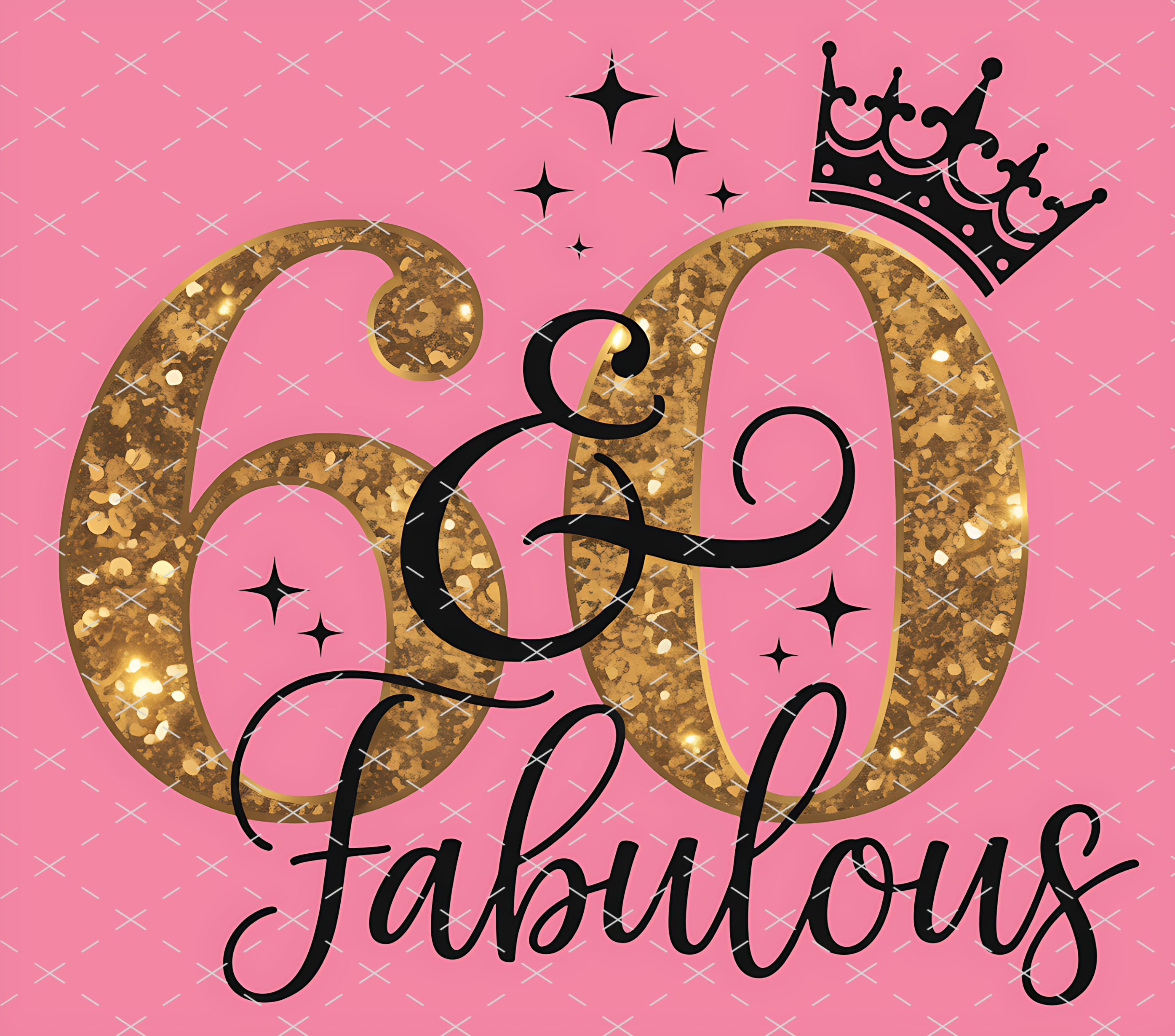 60 And Fabulous Gold Birthday tumbler wrap 20oz PNG