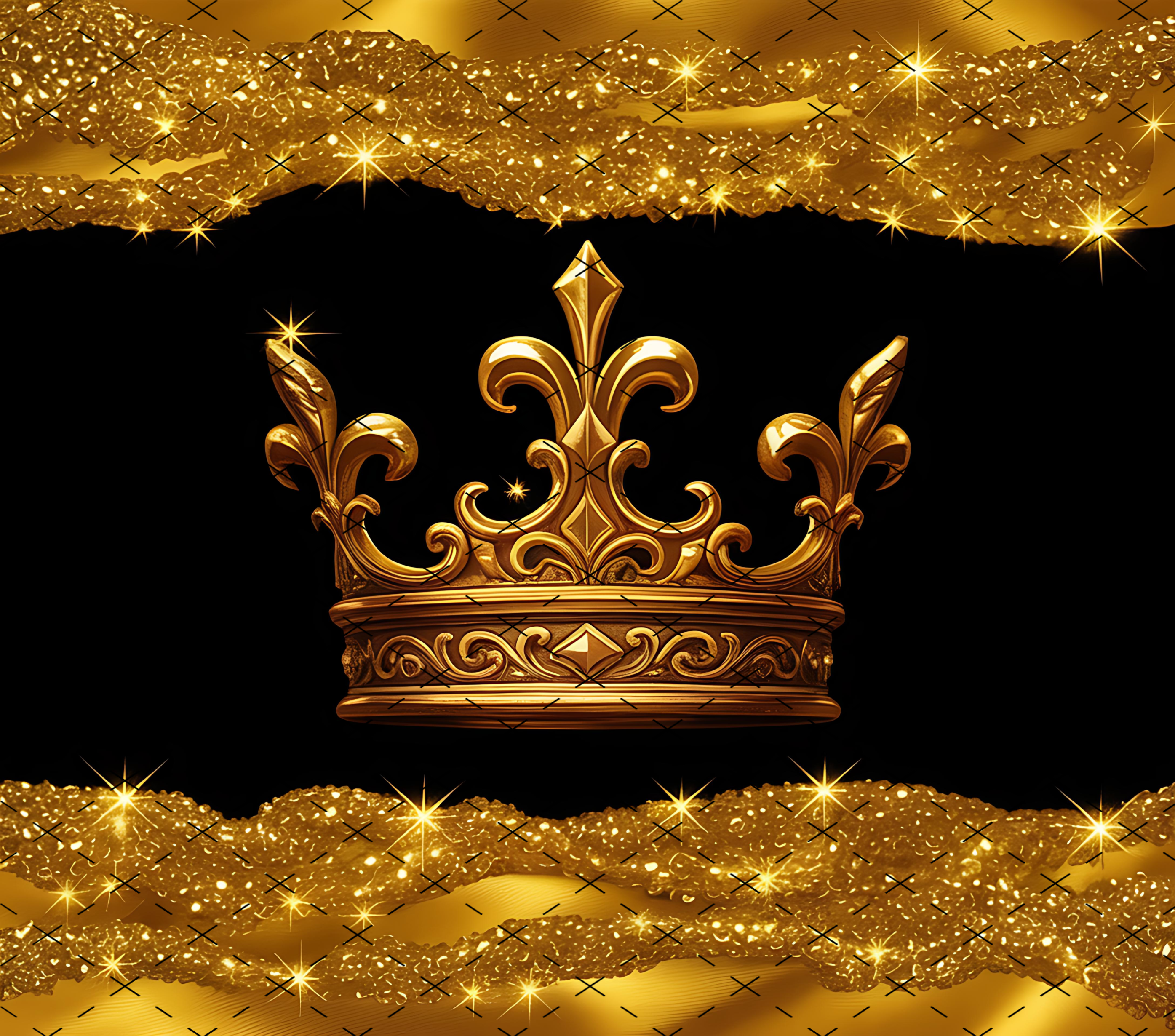 Royal Gold Crown: Luxury Glitter Elegance Design tumbler wrap 20oz PNG