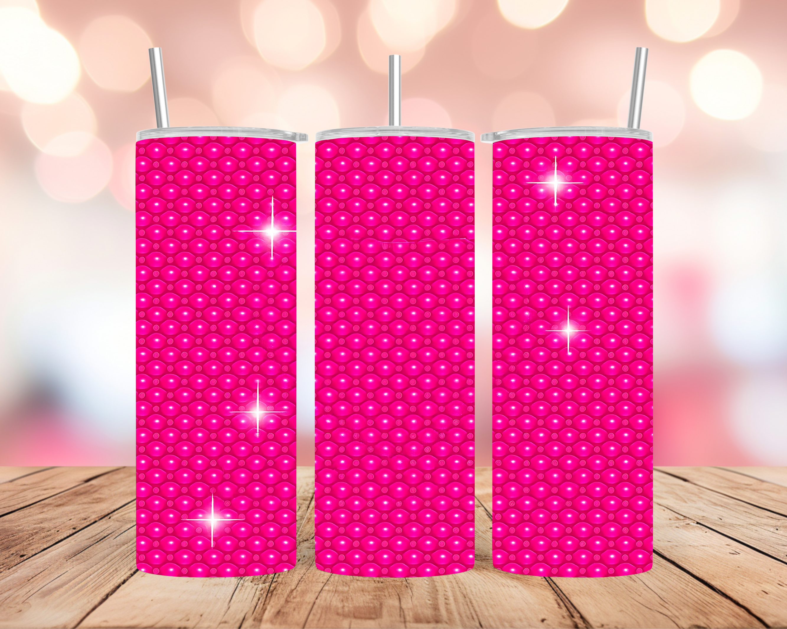 Pink Tumbler Wrap: Luxury Sparkle Bubble Pattern 20oz PNG (Digital Download)