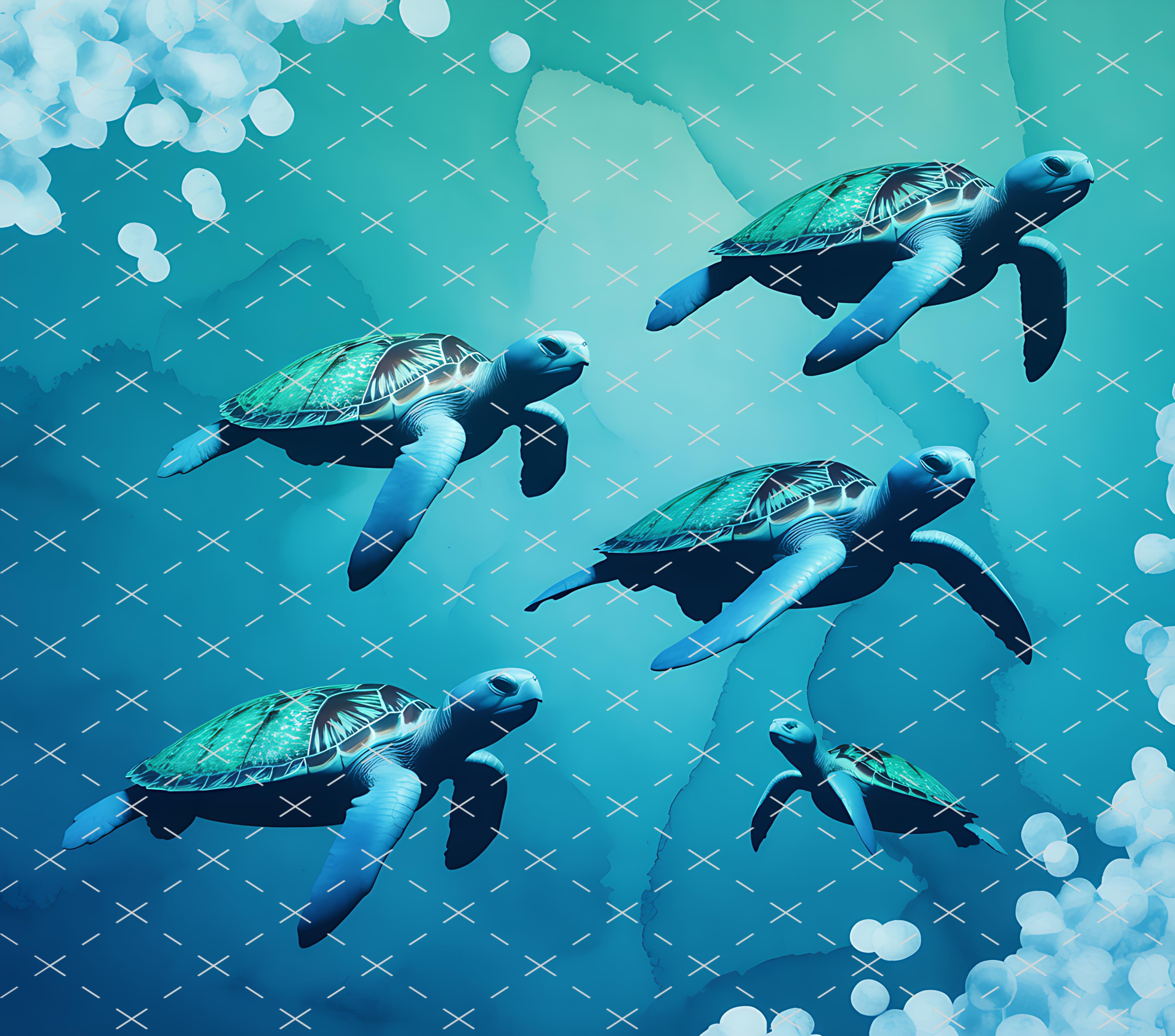 Sea Turtle Ocean Swim Design tumbler wrap 20oz PNG