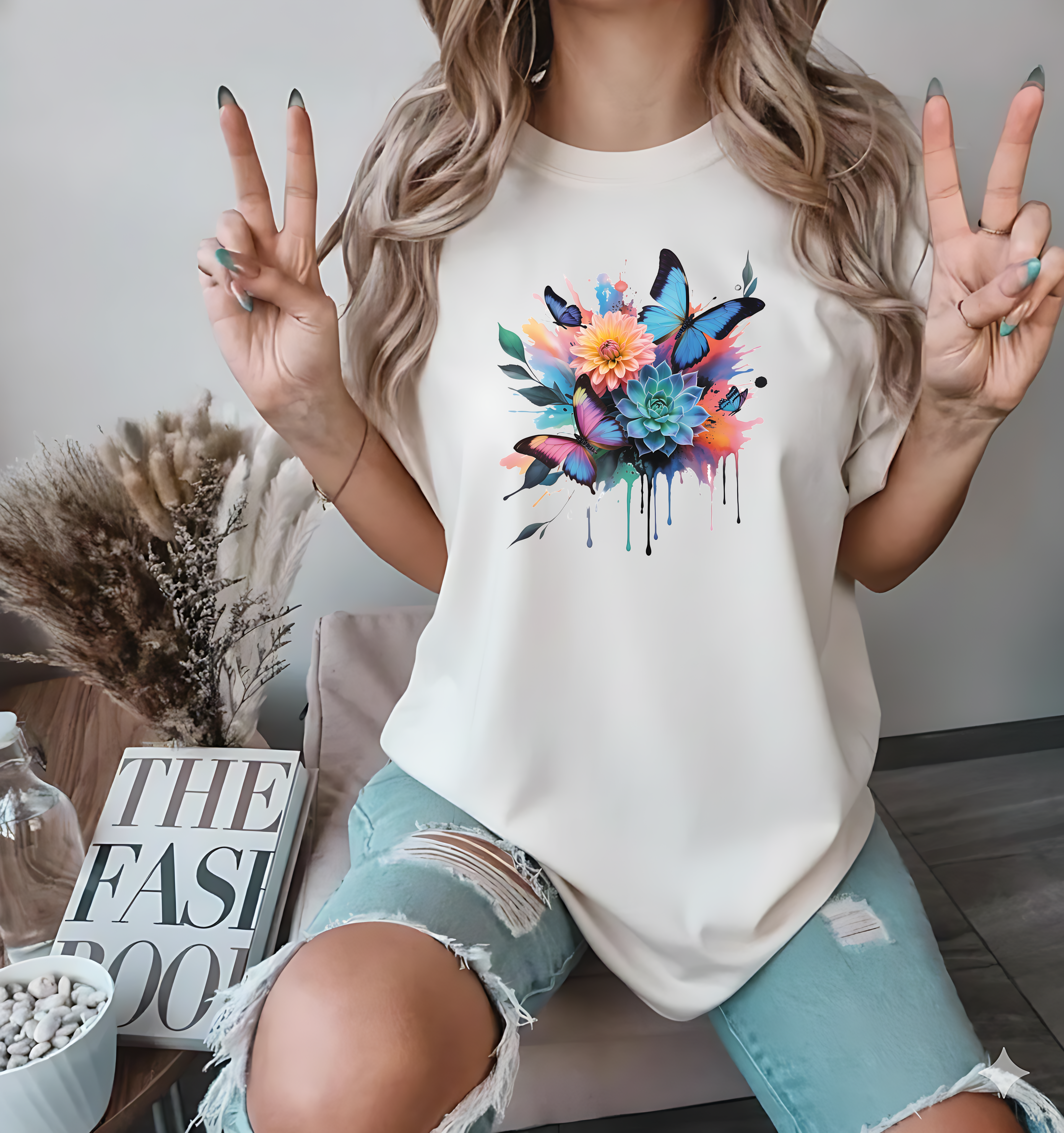 Butterfly Floral Splash: Colorful Watercolor Art Design T shirt, Shirt, Sweatshirt PNG Digital Download