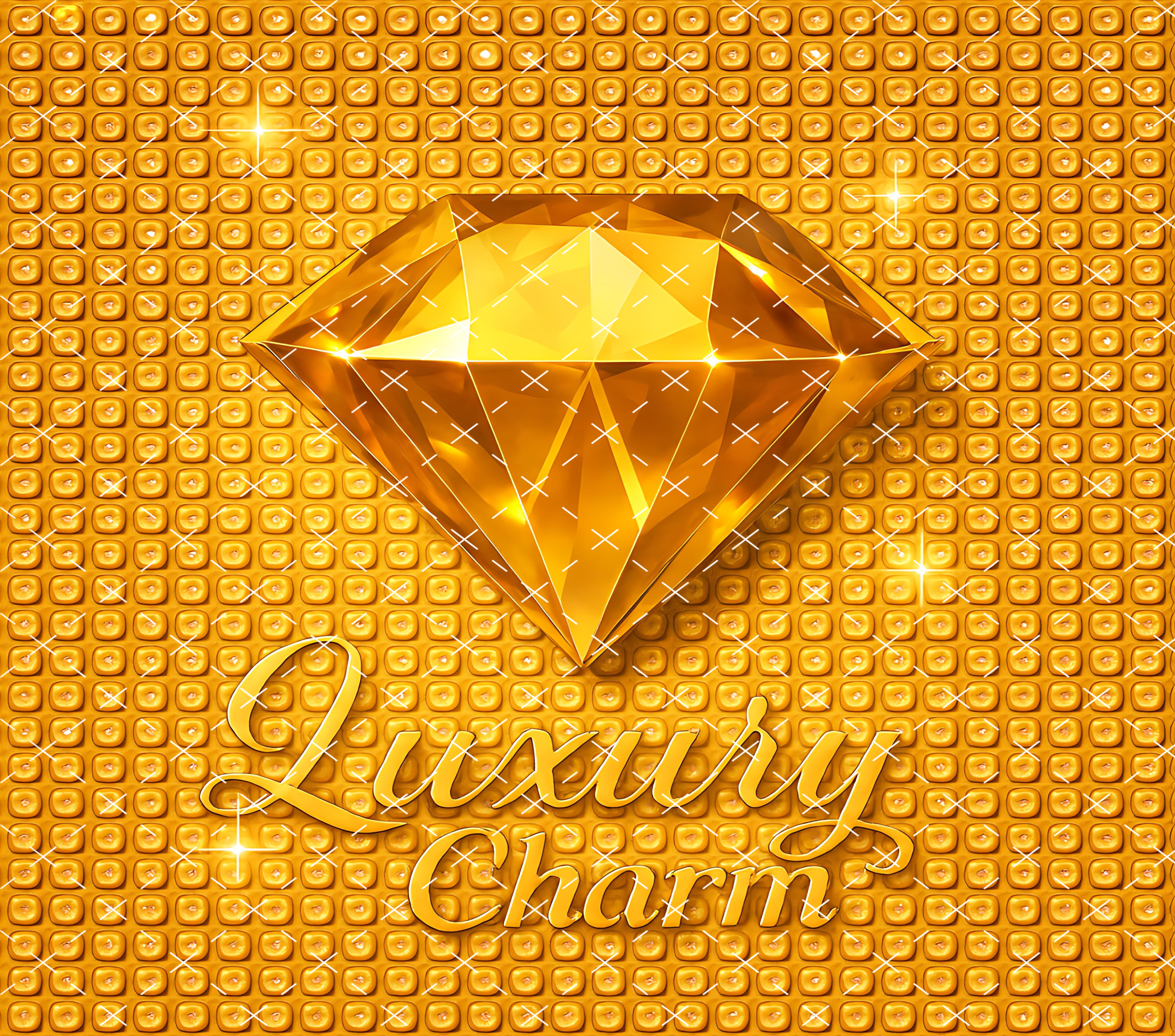 Luxury Charm Tumbler Wrap 20oz PNG: Elegant Gold Diamond Digital Design for Premium Style