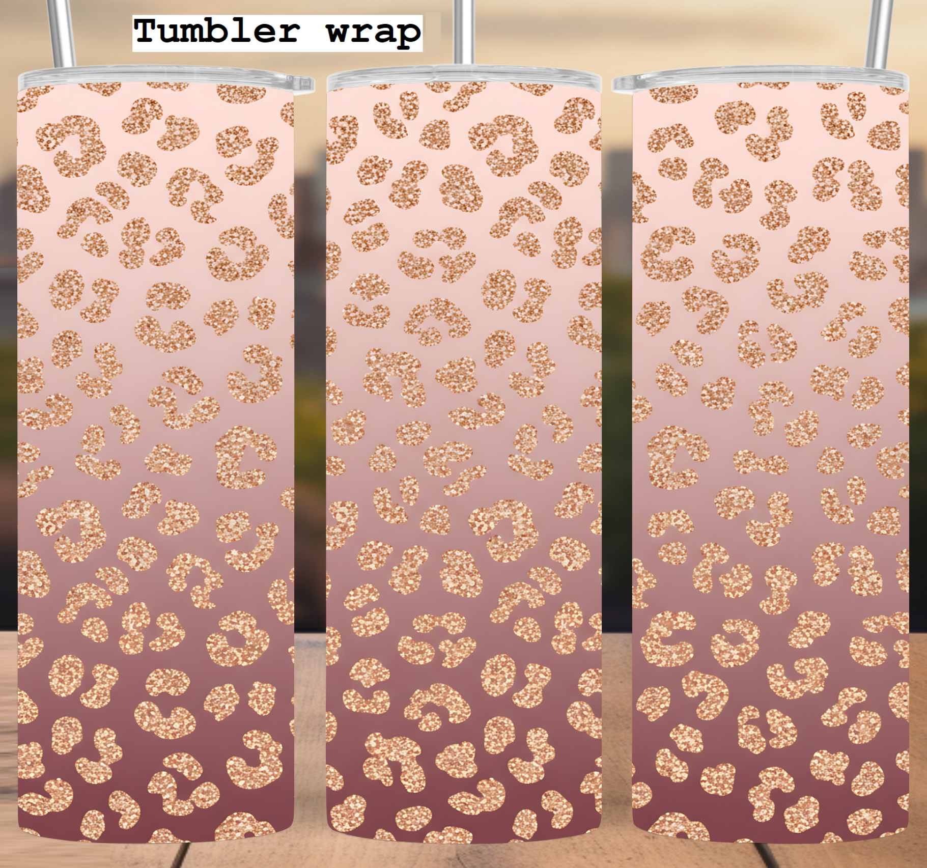 Rose Gold Leopard tumbler wrap 20oz PNG