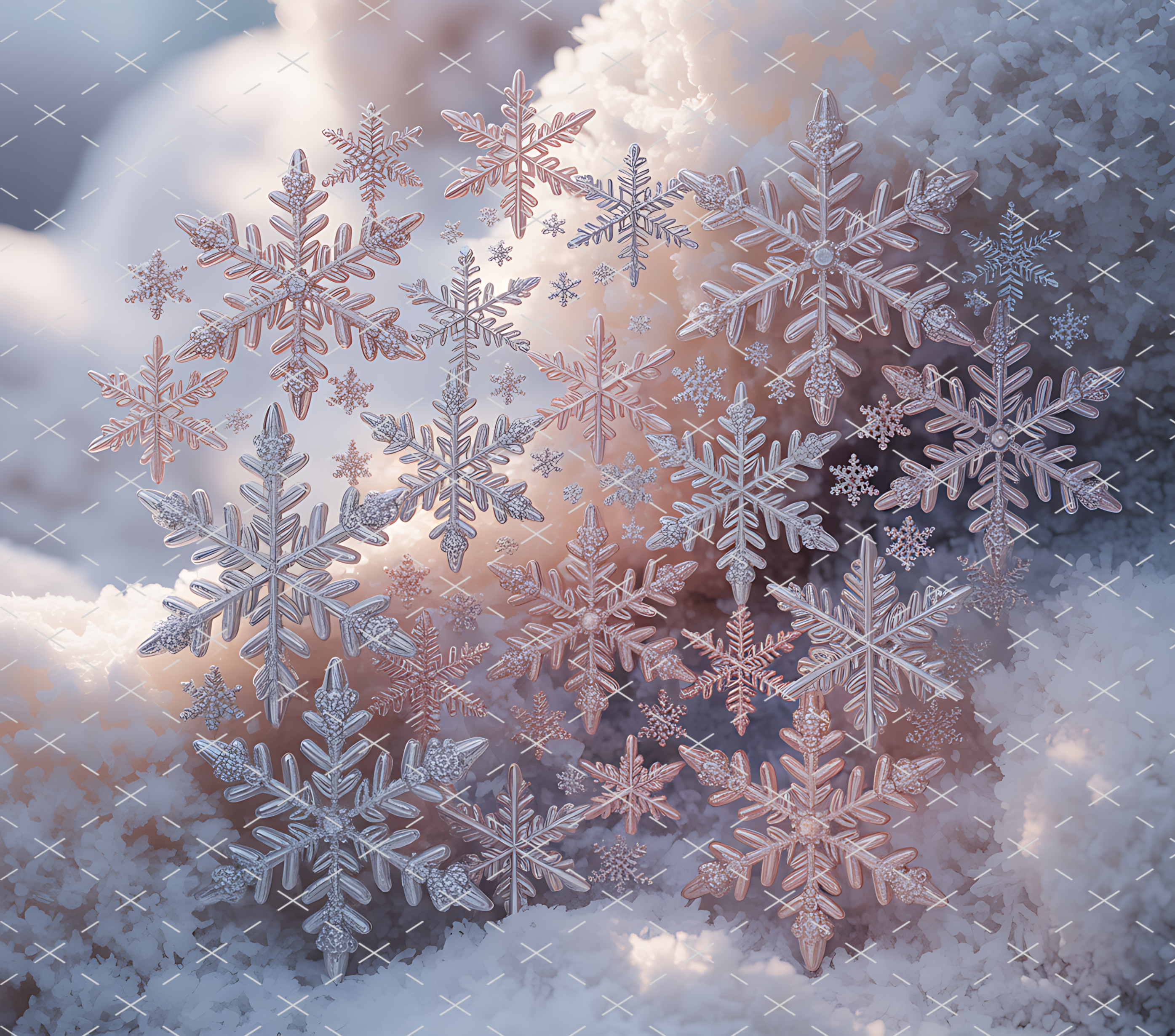 Christmas Rose Gold Silver Snowflake Sparkle tumbler wrap 20oz PNG