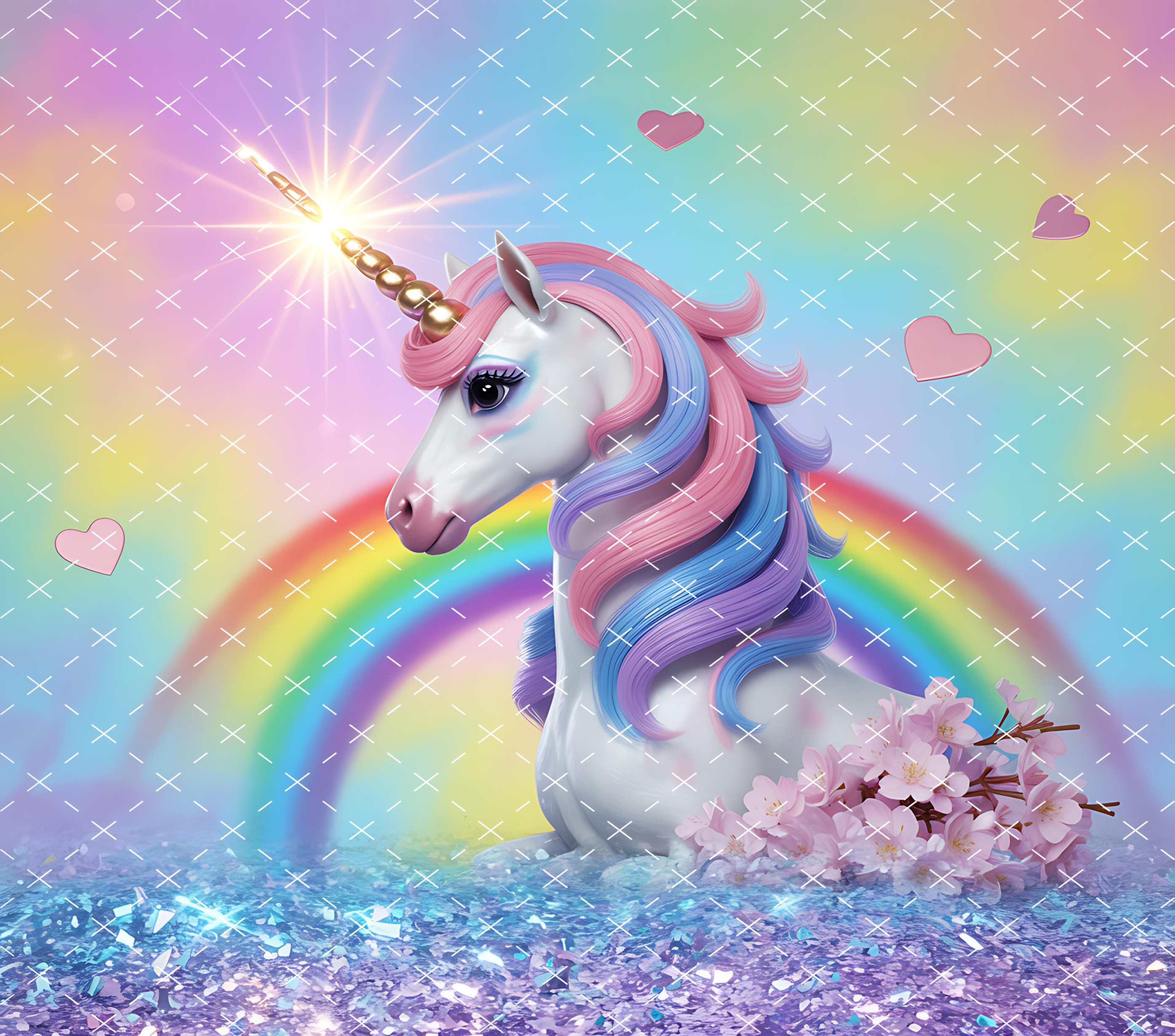 Magical Unicorn Rainbow: Pastel Sparkle Fantasy Art tumbler wrap 20oz PNG