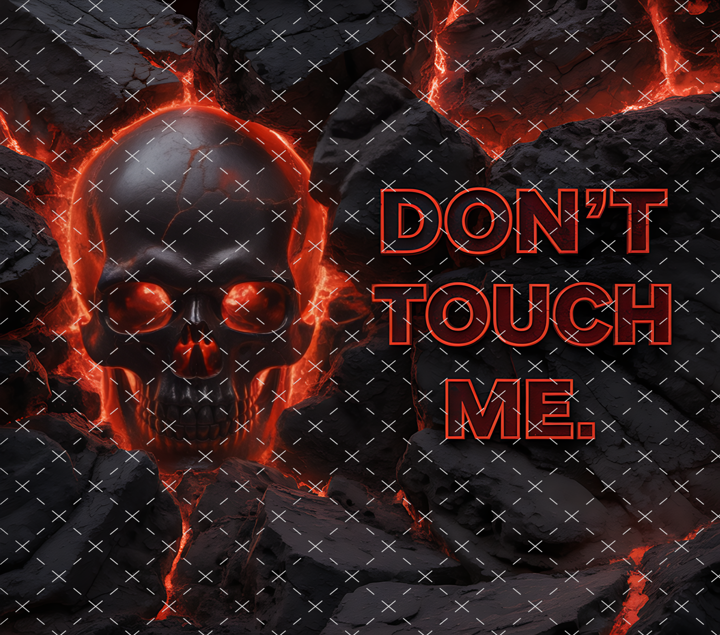 Lava Skull Tumbler Wrap: Fiery Don’t Touch Me. Design 20oz PNG Digital Download