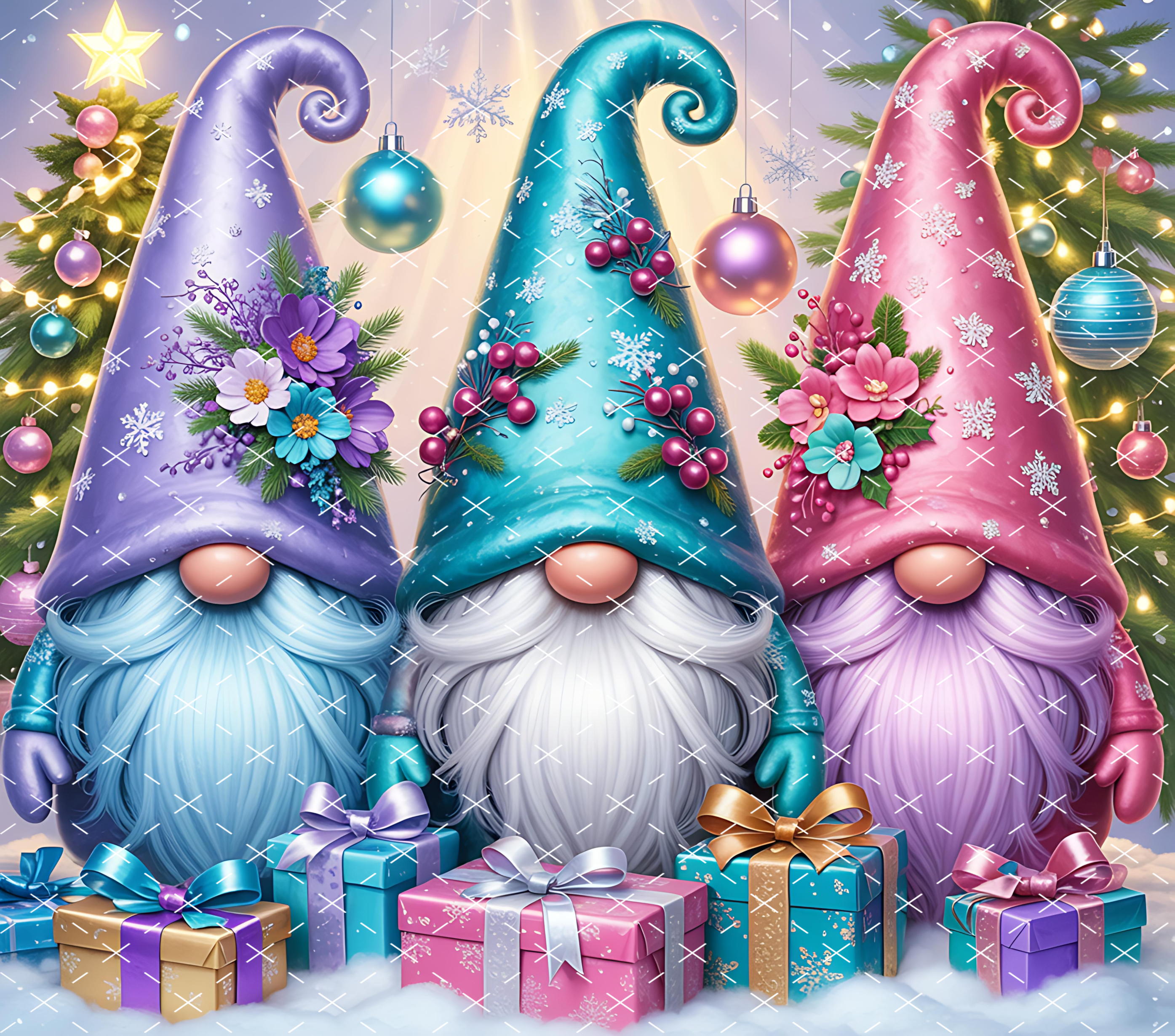 Christmas Gnomes Trio: Festive Winter Holiday Gifts tumbler wrap 20oz PNG