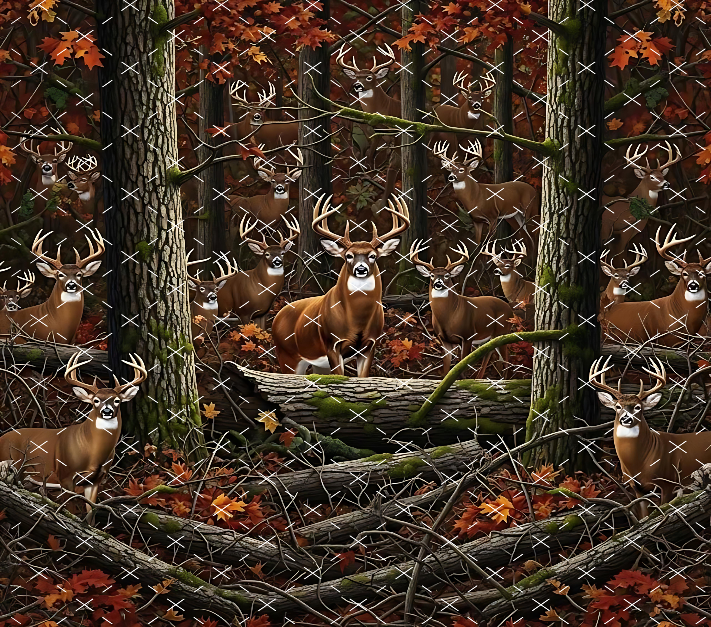 Autumn Deer Forest Tumbler Wrap: Realistic Woodland Scene tumbler wrap 20oz PNG