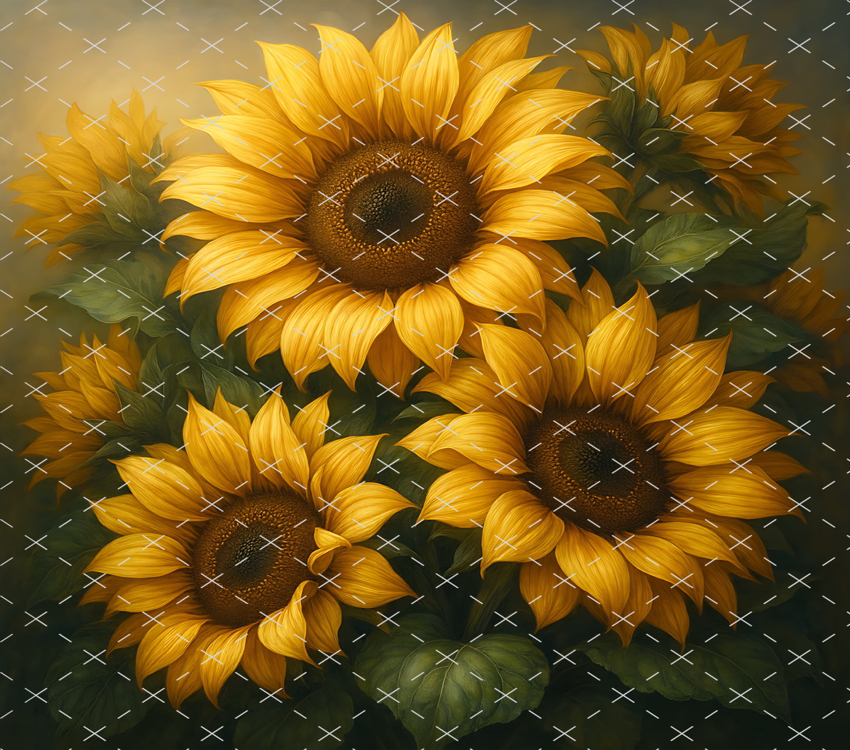 Sunflower Garden Bloom: Golden Floral Aesthetic Design tumbler wrap 20oz PNG