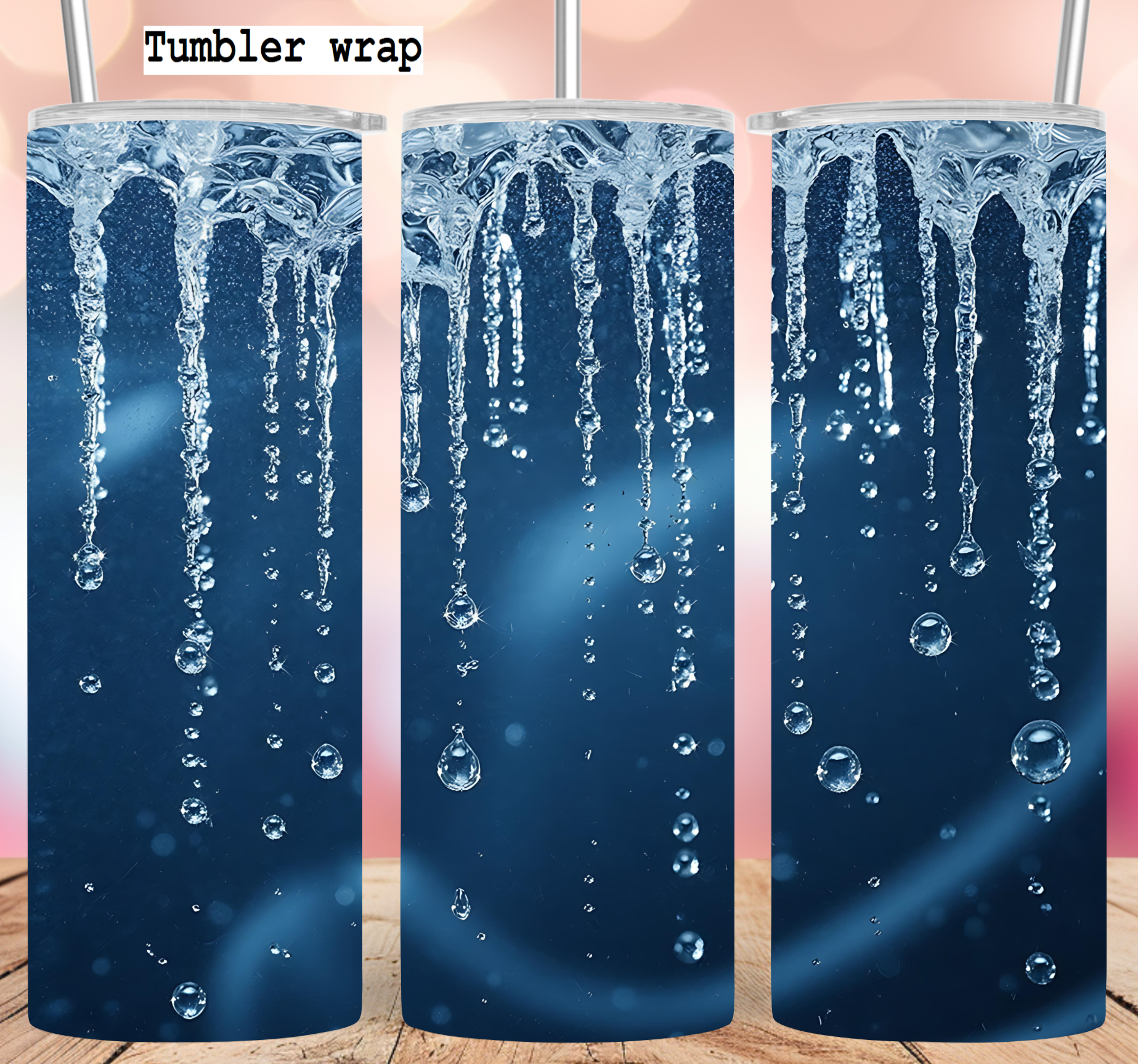 Frozen Icicle Tumbler Wrap 20oz PNG