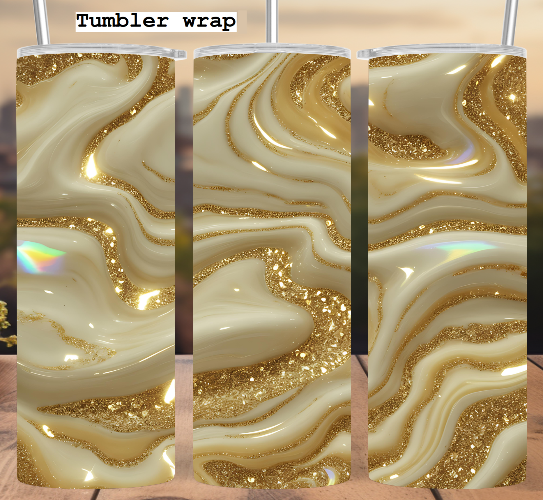 Gold Marble Luxe: Shimmer Gloss Aesthetic tumbler wrap 20oz PNG