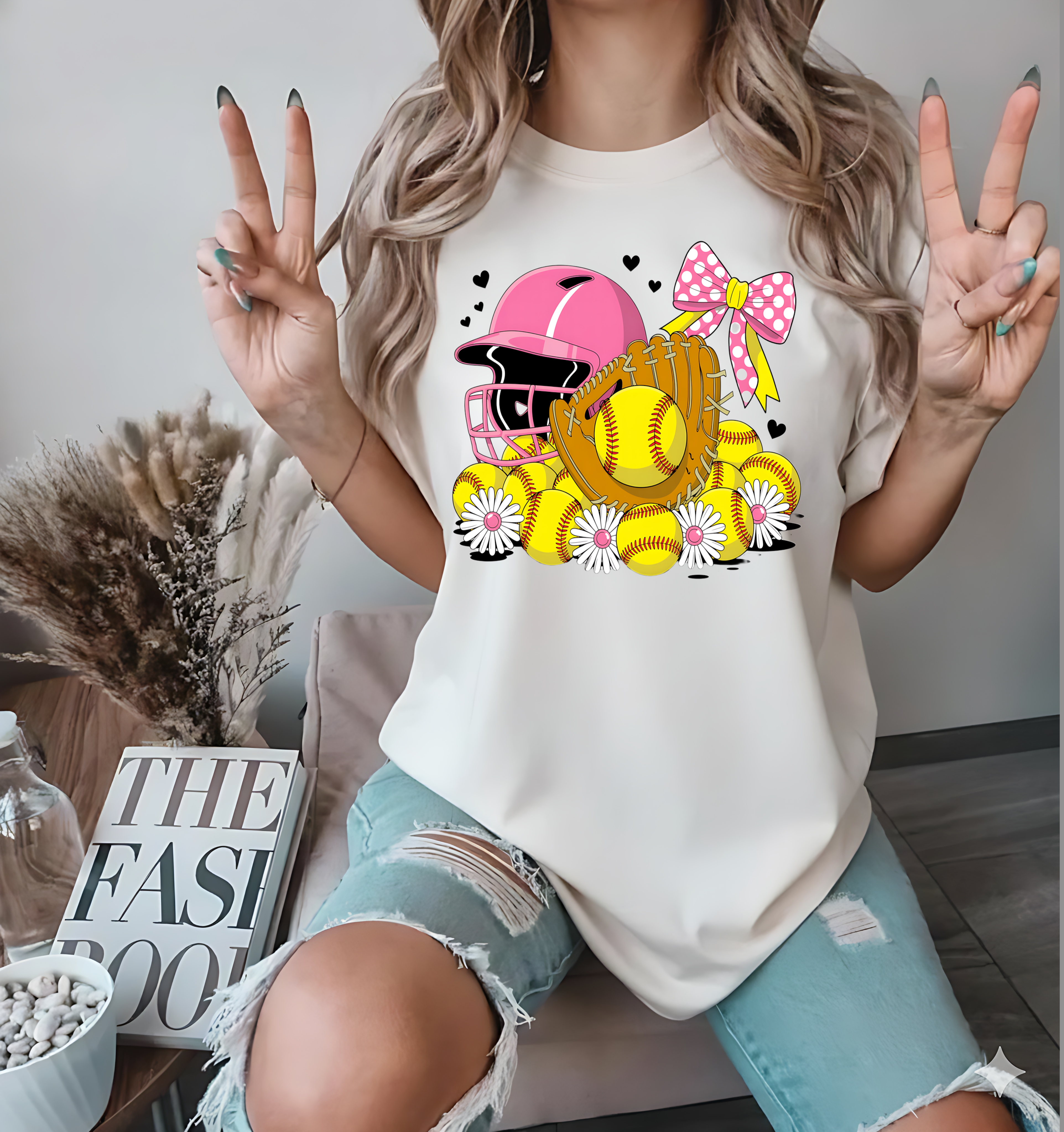 Softball Mom Shirt: Pink Helmet Daisy and Bow Sports Design T shirt, Shirt PNG Digital Download