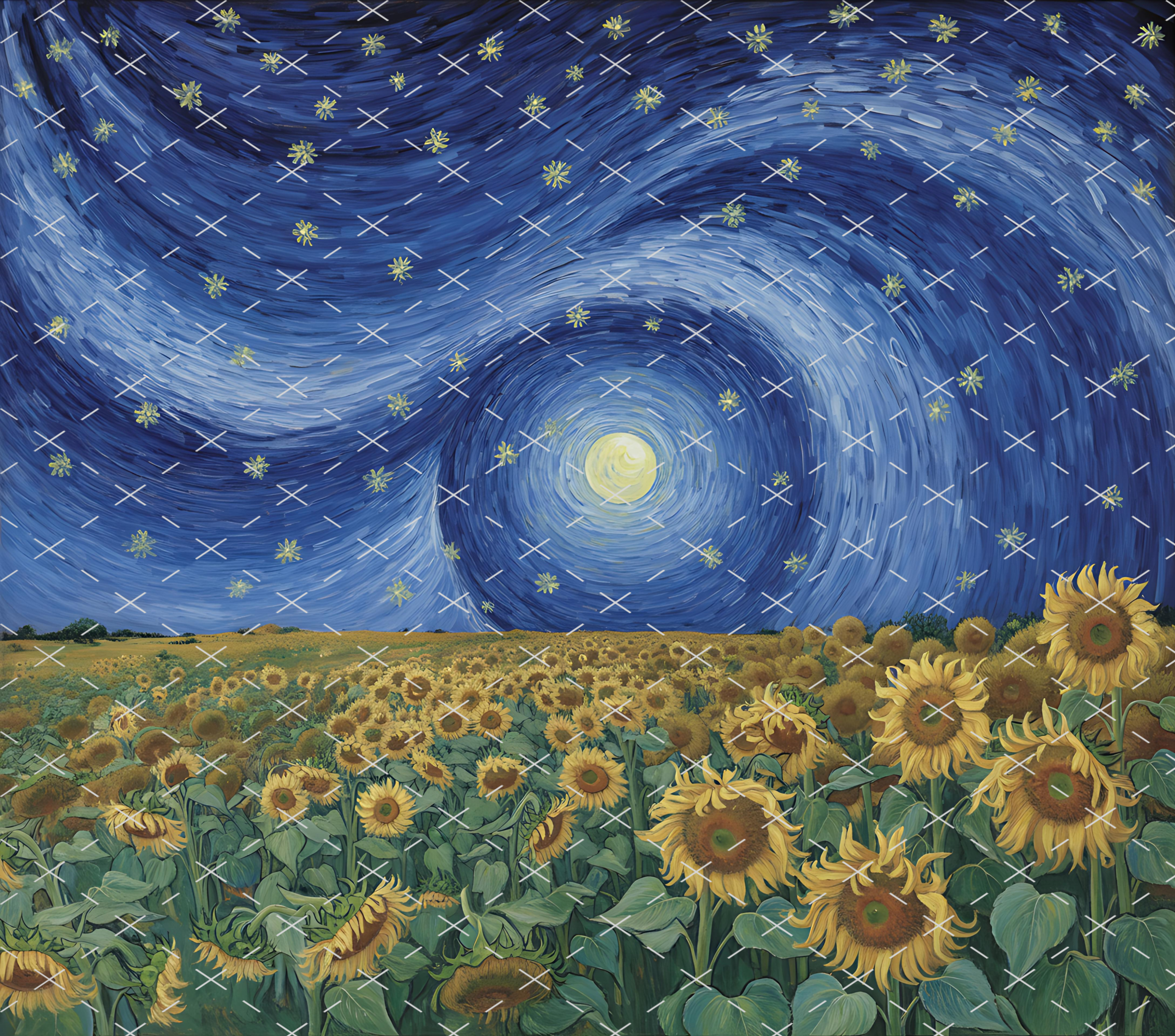Sunflower Starry Night Sky tumbler wrap 20oz PNG