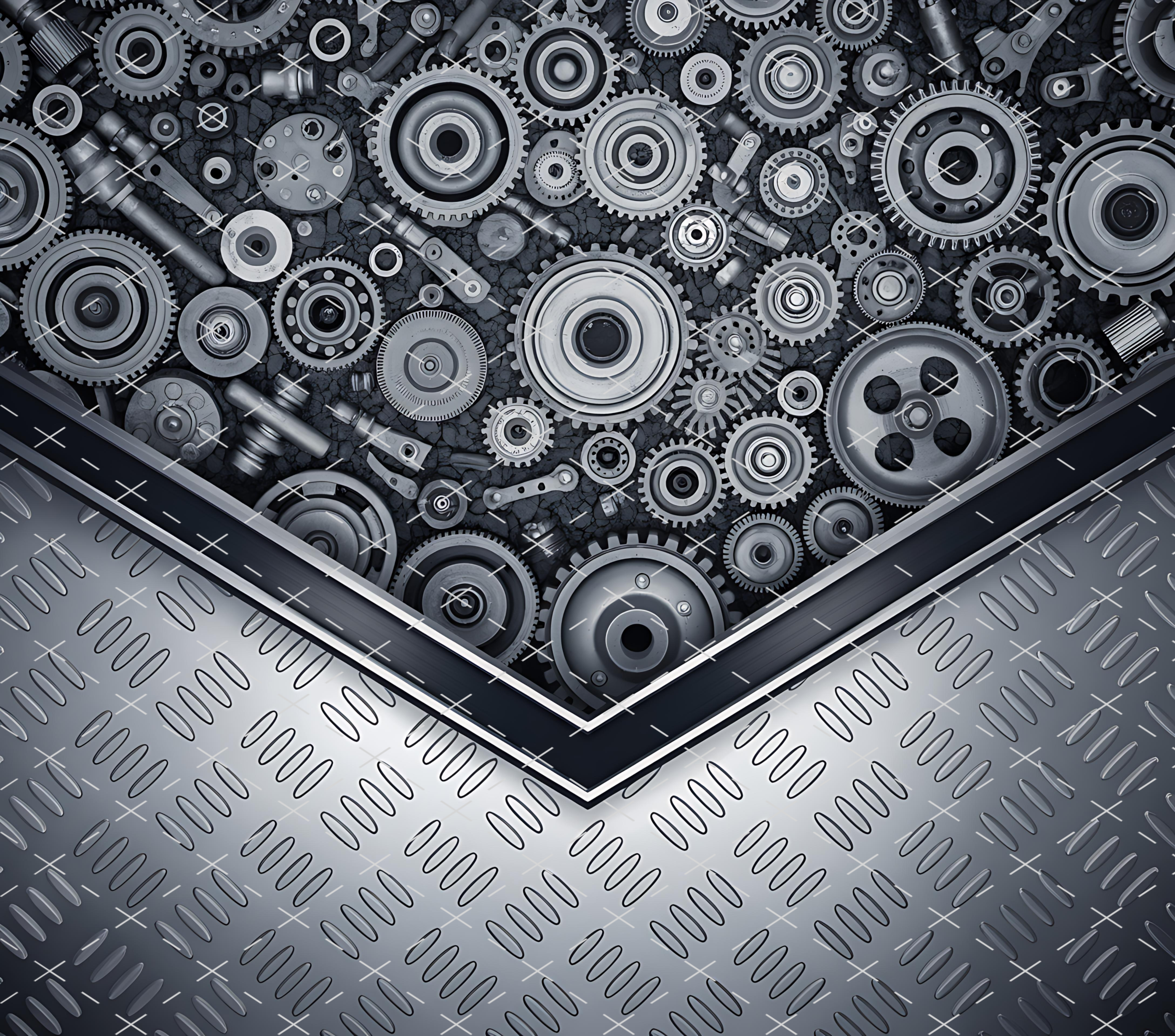 Industrial Metal Gears Steel Design tumbler wrap 20oz PNG