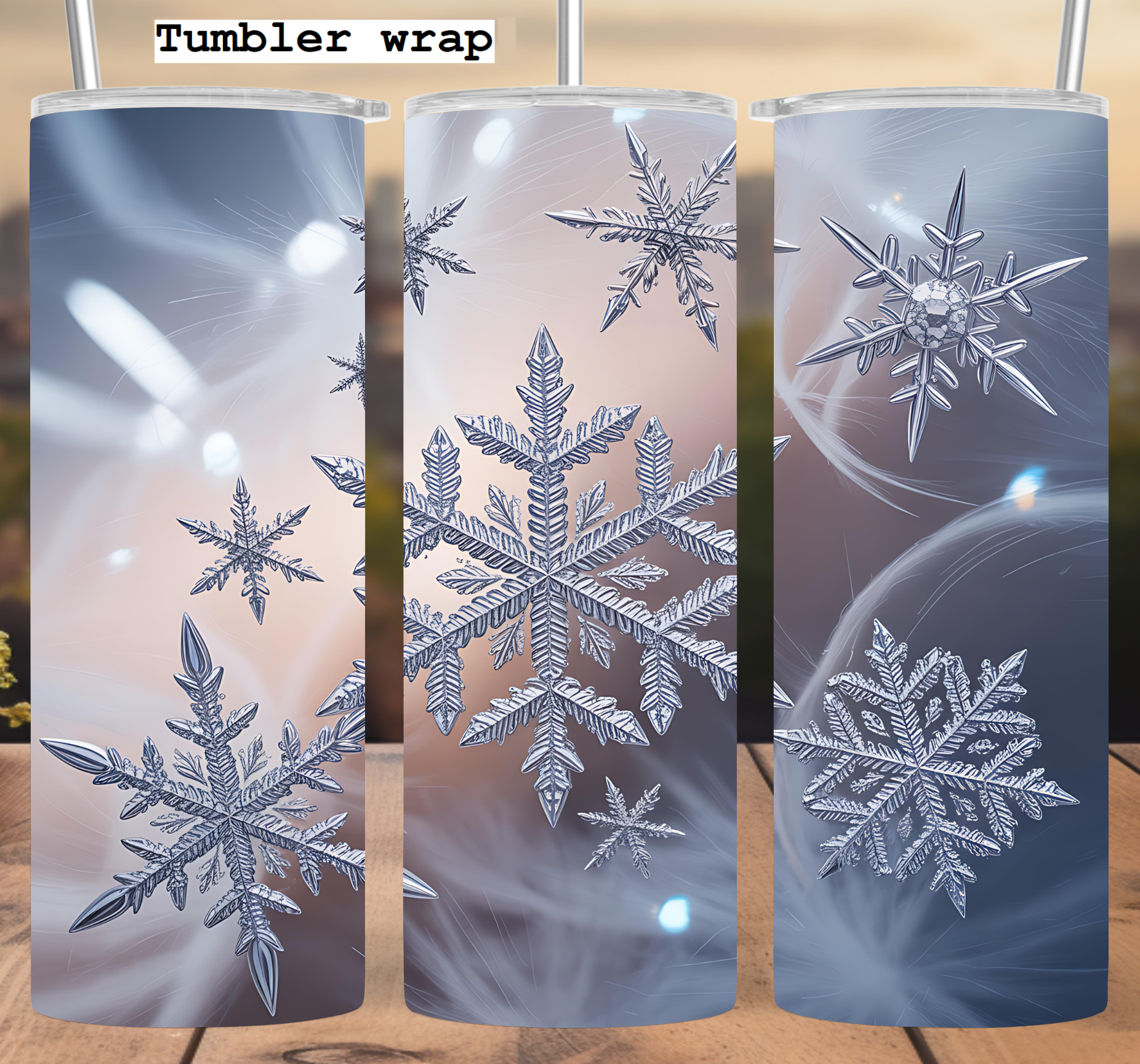 Christmas Silver Snowflake Sparkle Winter tumbler wrap 20oz PNG