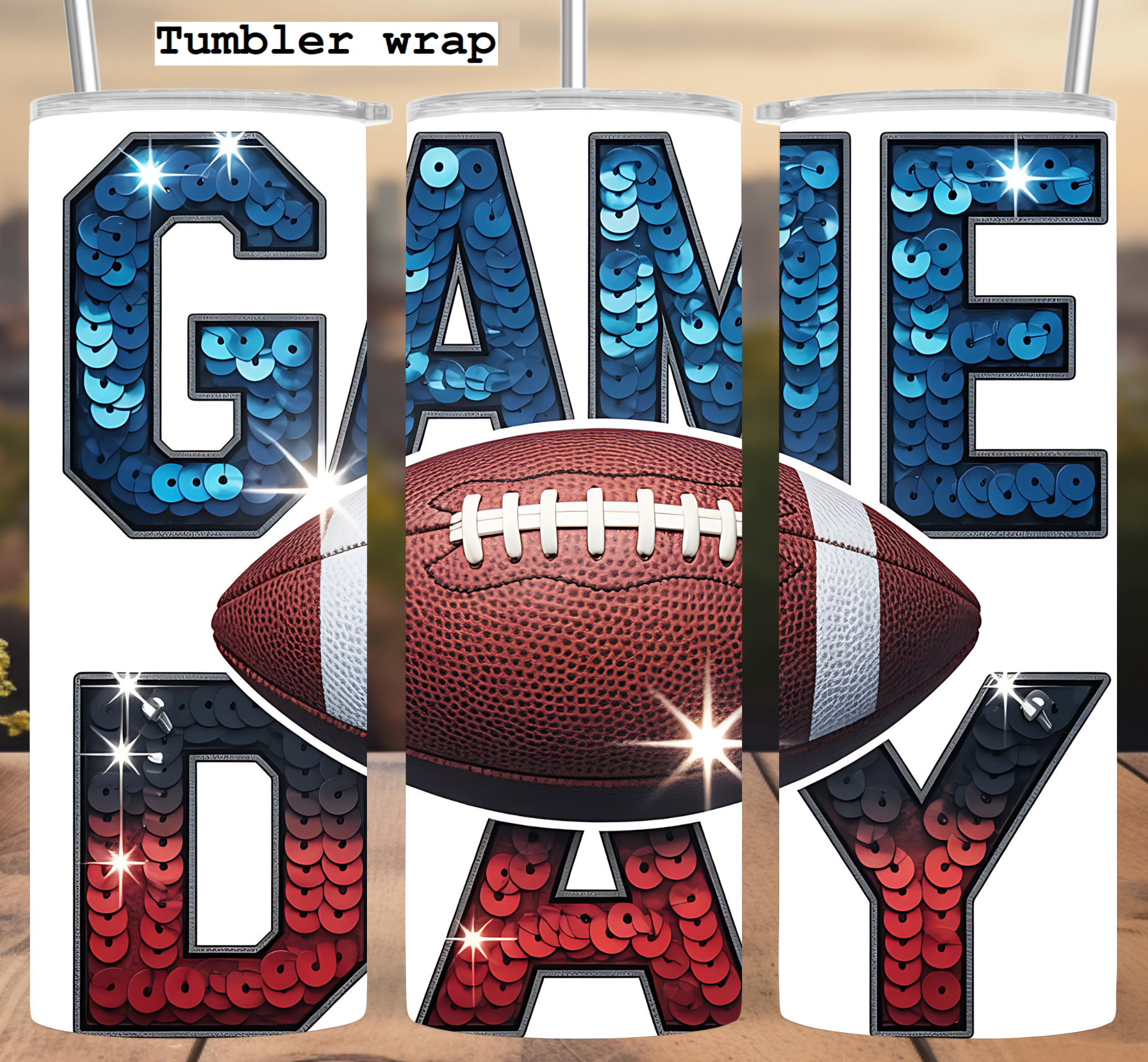 Game Day Football Tumbler Wrap 20oz PNG
