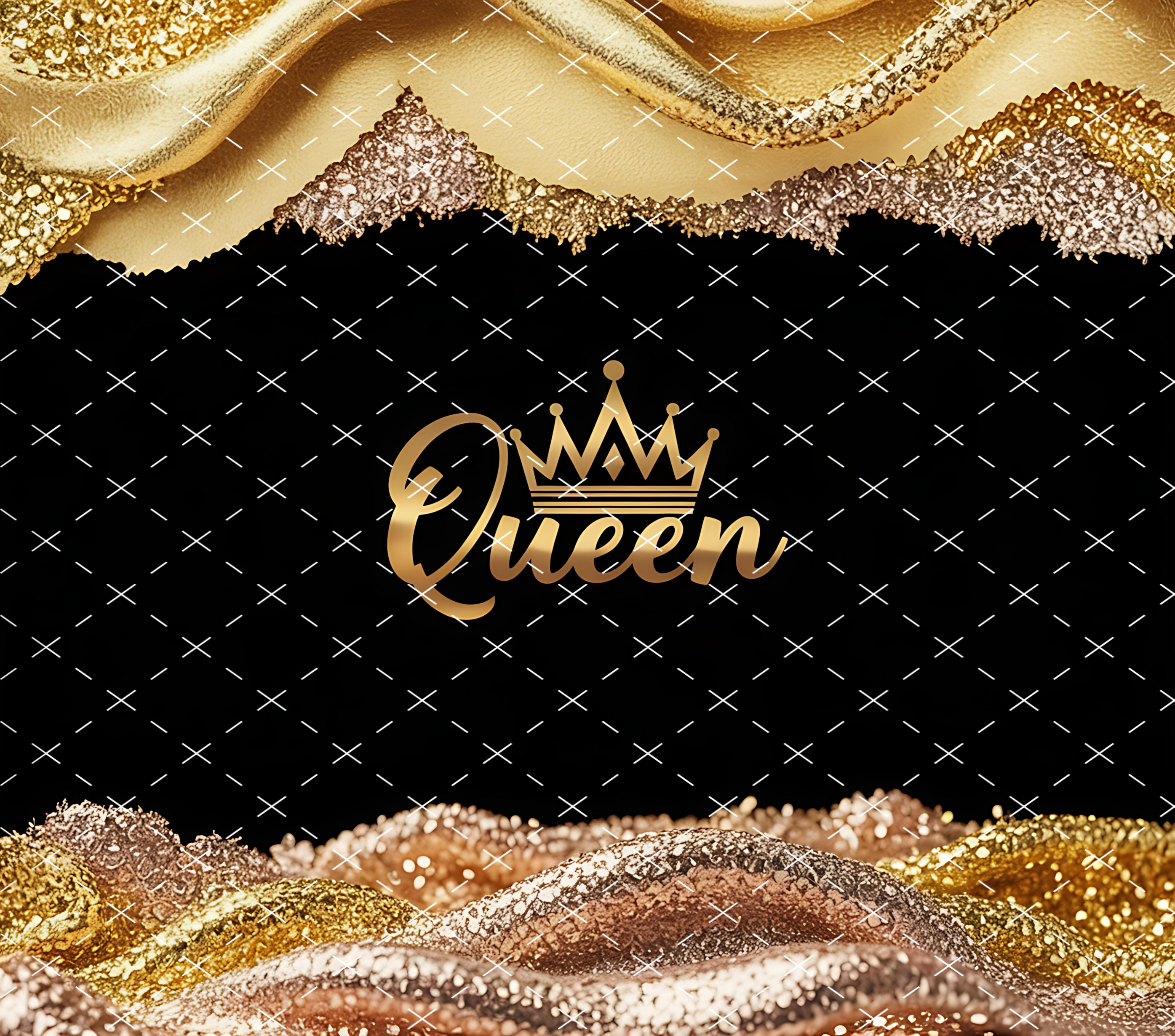 Queen Crown Gold: Elegant Black Glitter Luxury Design tumbler wrap 20oz PNG