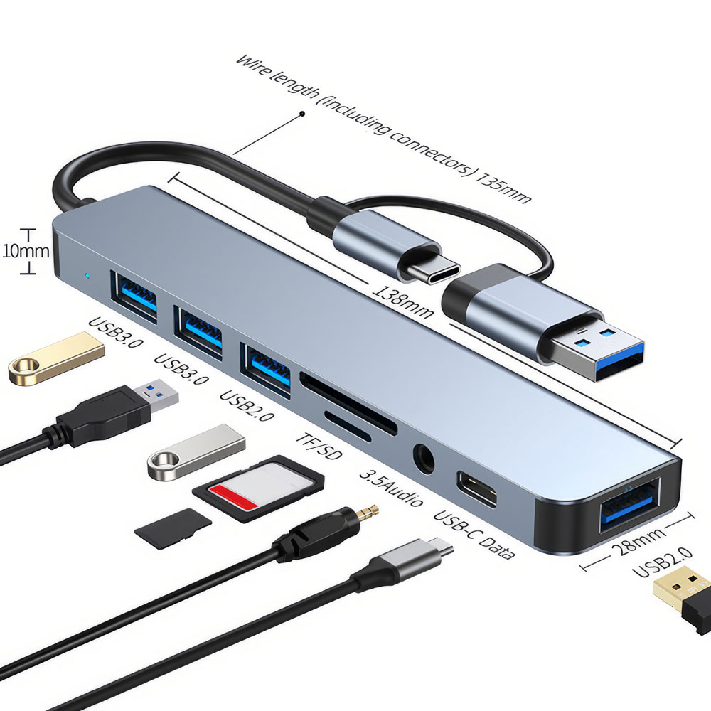 8 in 1 USB-C Hub Multiport Adapter