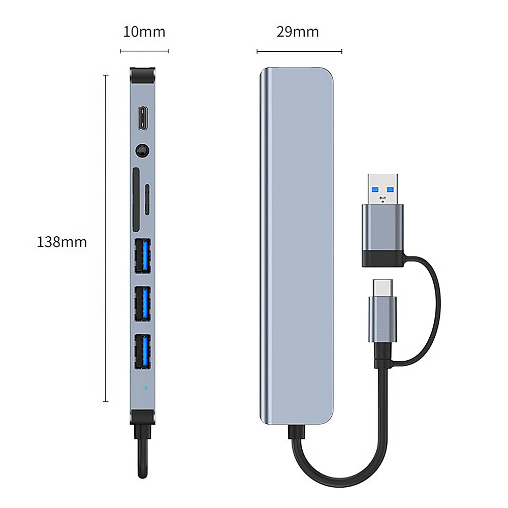 8 in 1 USB-C Hub Multiport Adapter