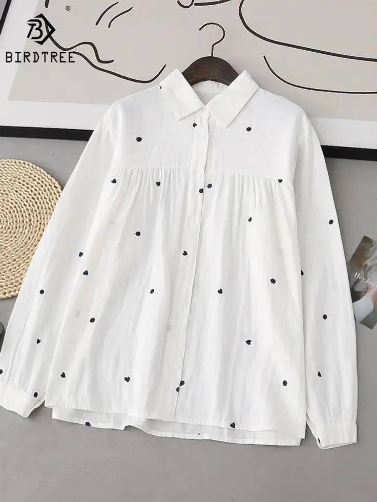 White Embroidered Button-Up Shirt