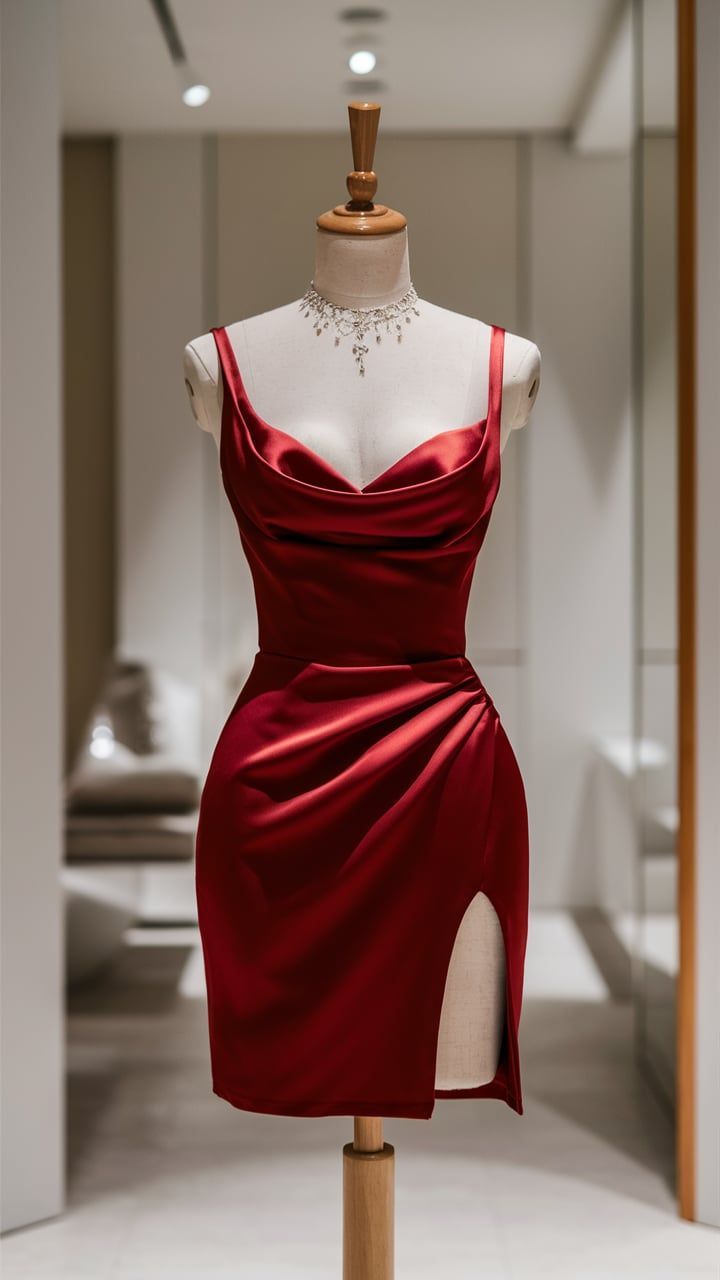 Elegant Red Satin Dress