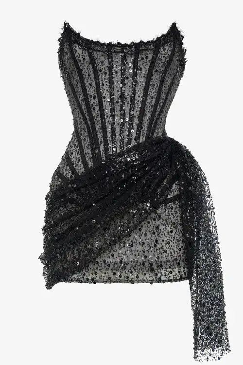 Black Sequin Party Dress