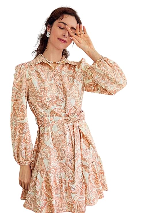 Paisley Print Belted Dress