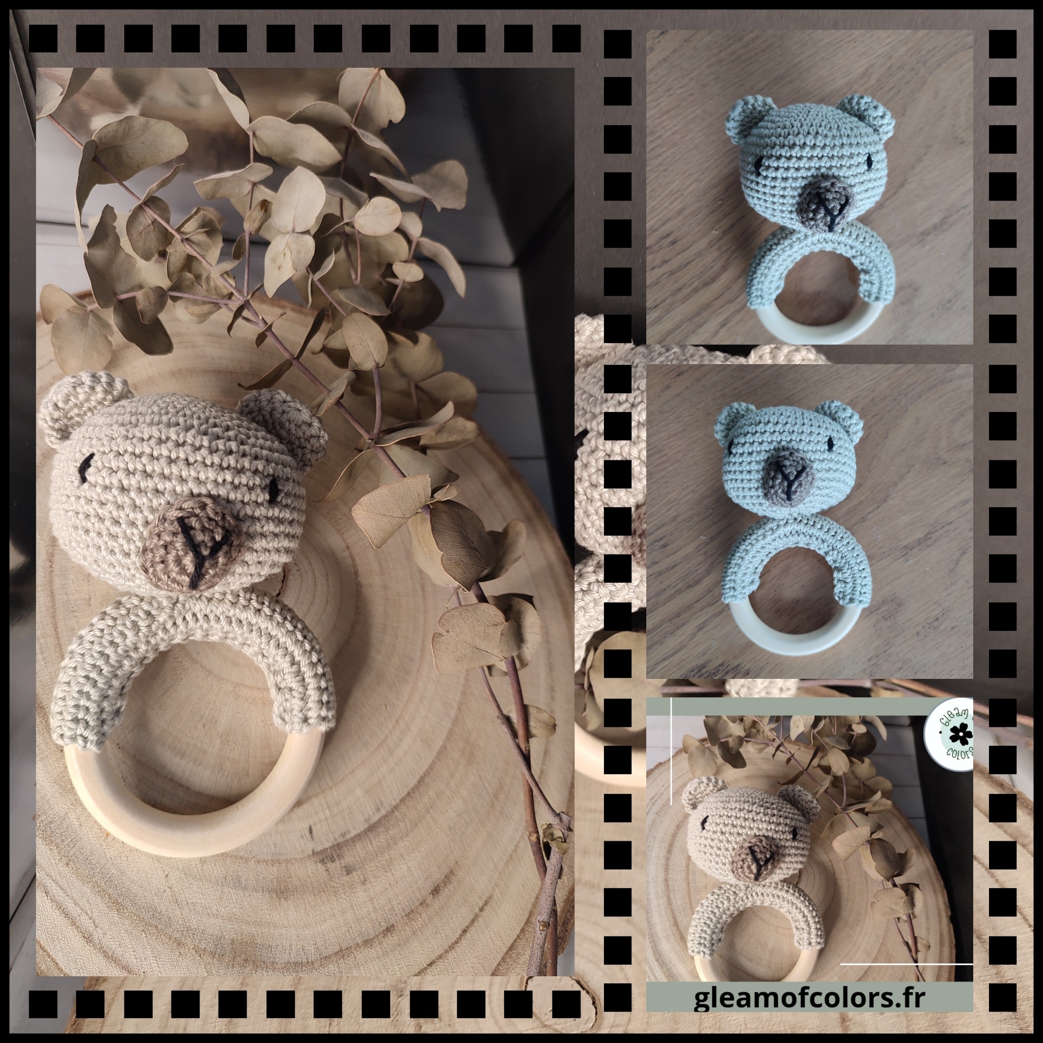 Anneau de dentition ours au crochet