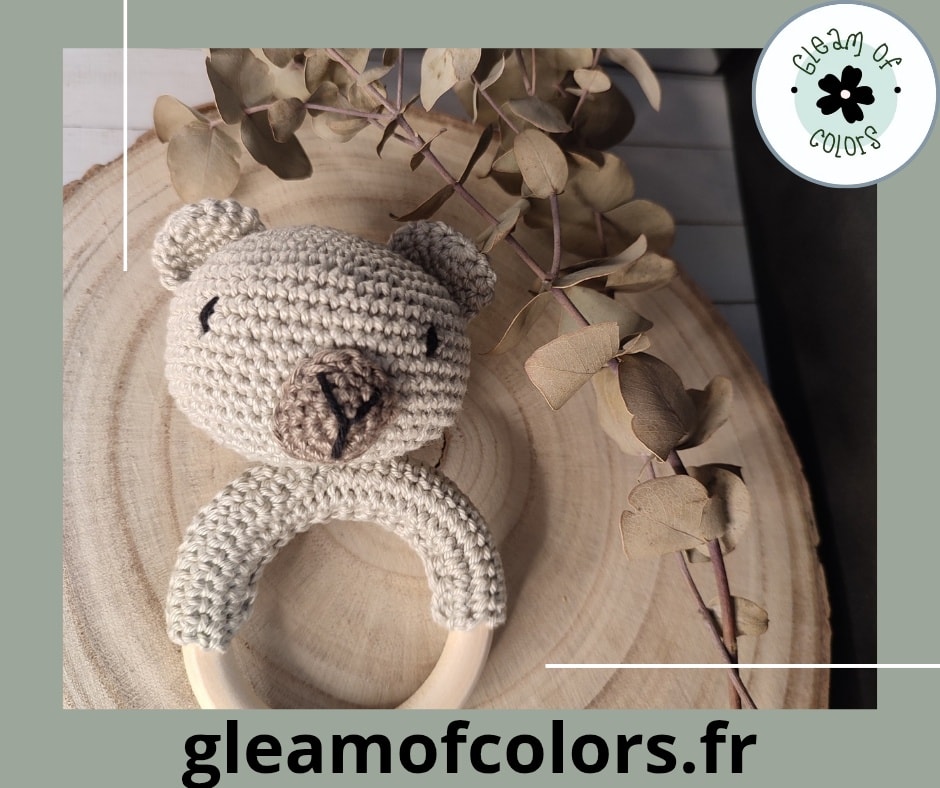 Anneau de dentition ours au crochet