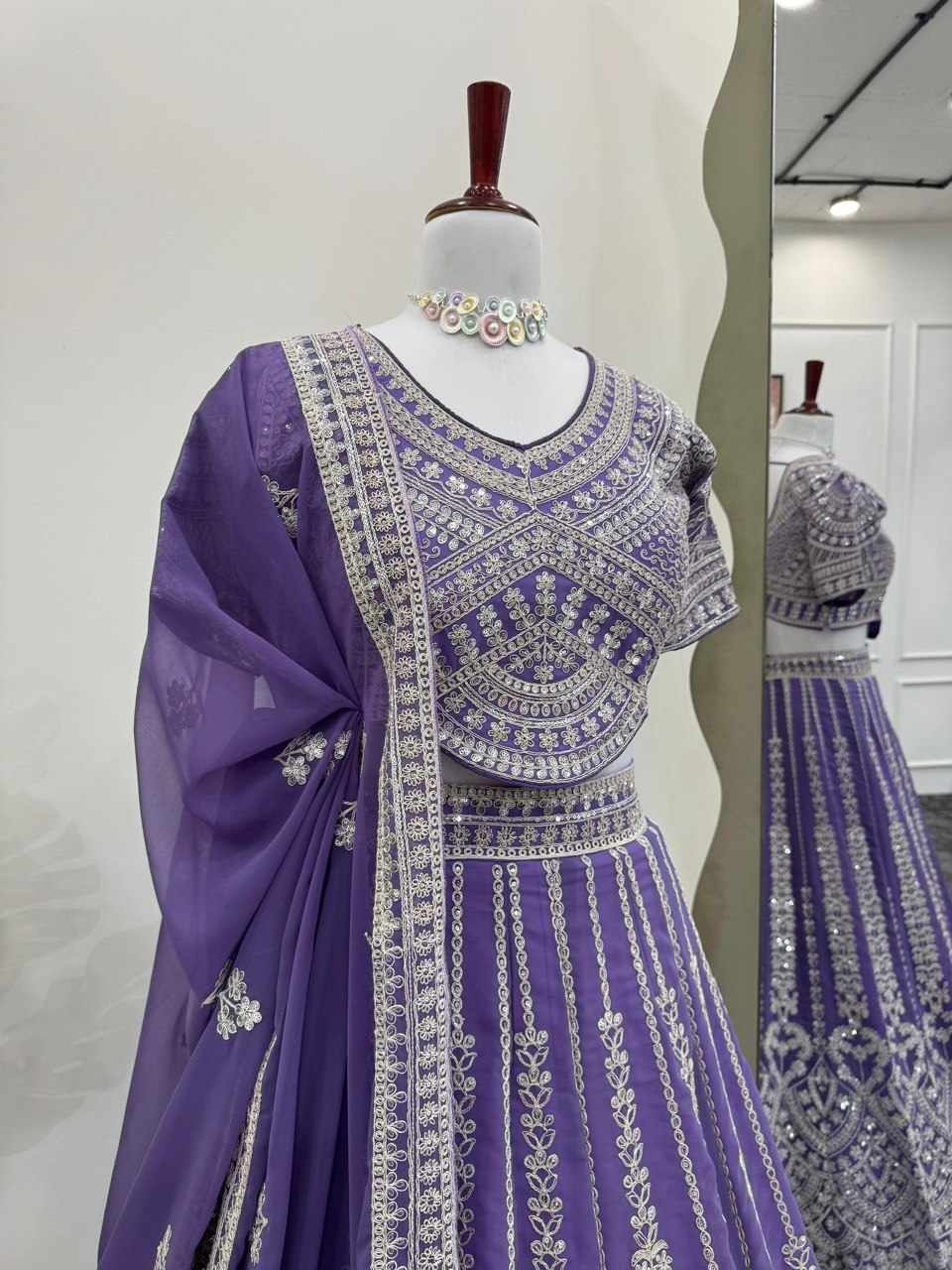 Lavender Embroidered Lehenga Choli