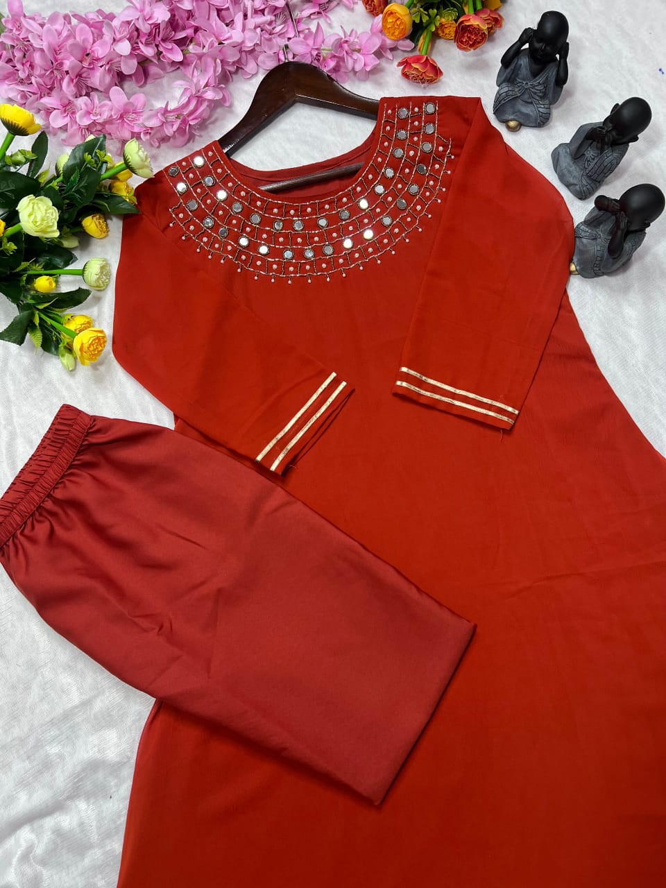Embroidered Red Kurti