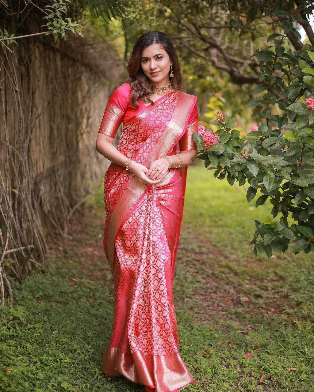 Elegant Yellow and Red Silk Saree
