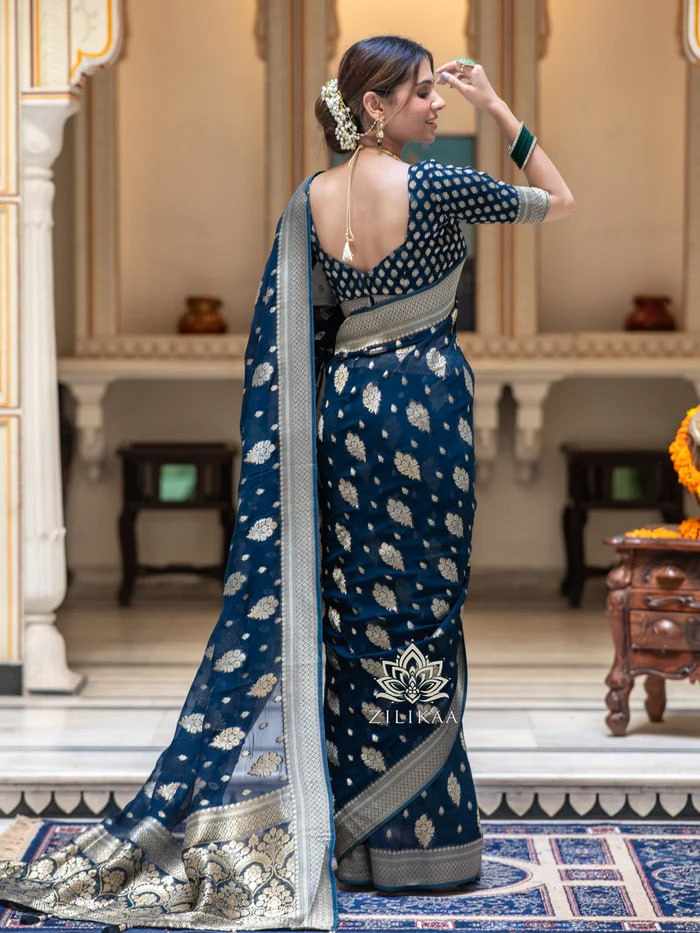 Navy Blue Silk Saree