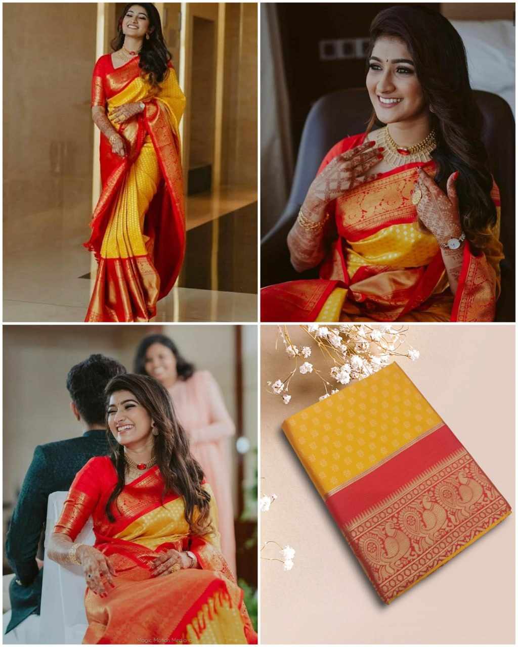 Traditional Red and Yellow Silk Saree
