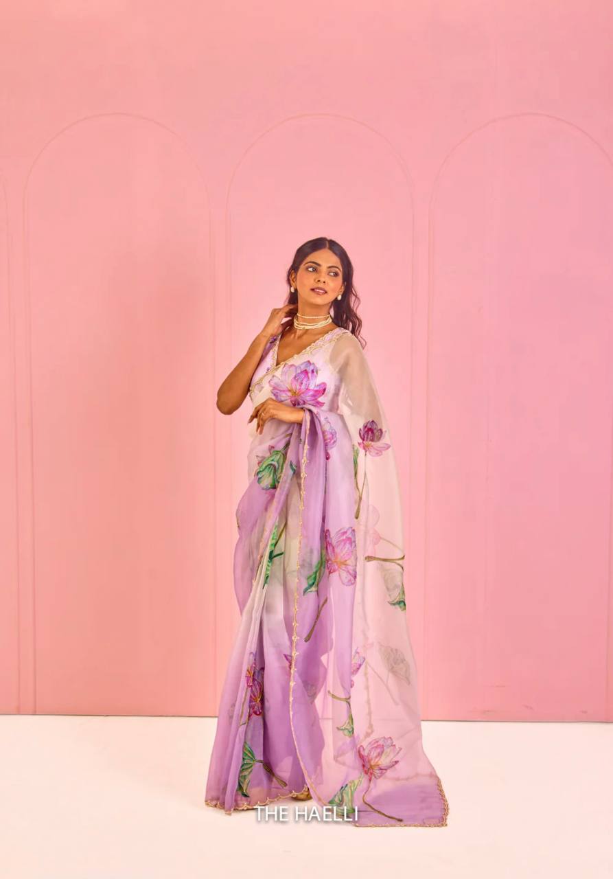 Lavender Floral Saree