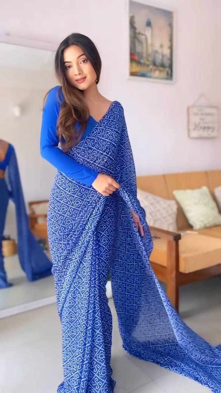 Blue Printed Saree