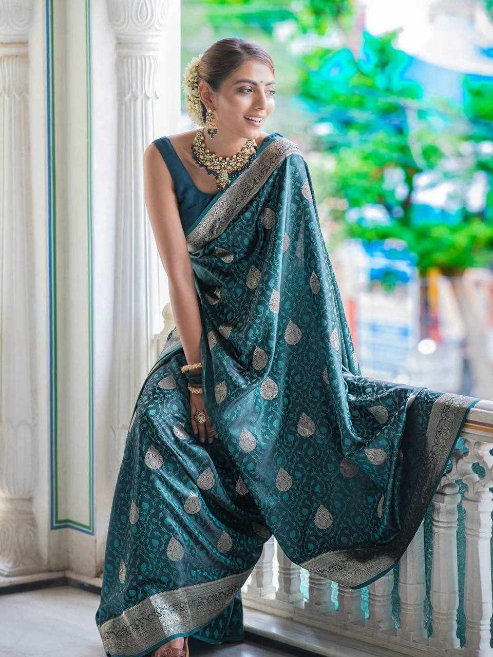 Traditional Blue Banarasi Saree