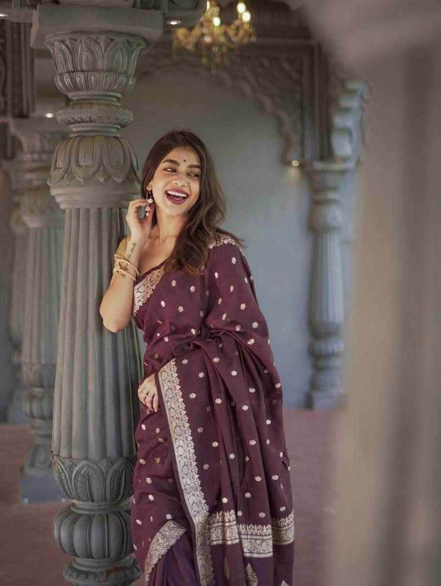 Embroidered Plum Saree