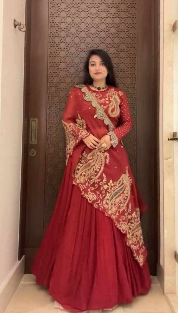 Embroidered Red Anarkali Dress