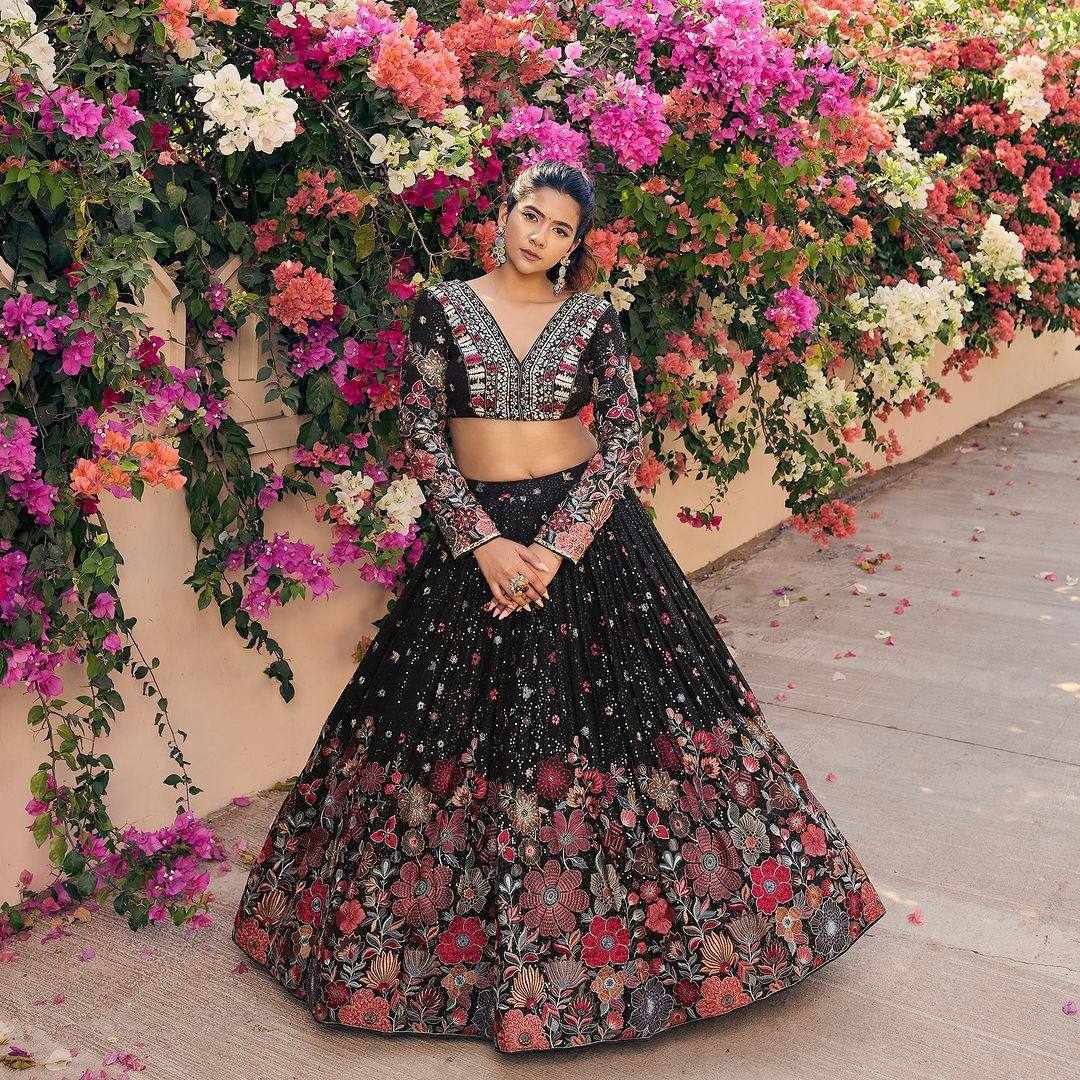 Embroidered Black Lehenga Choli