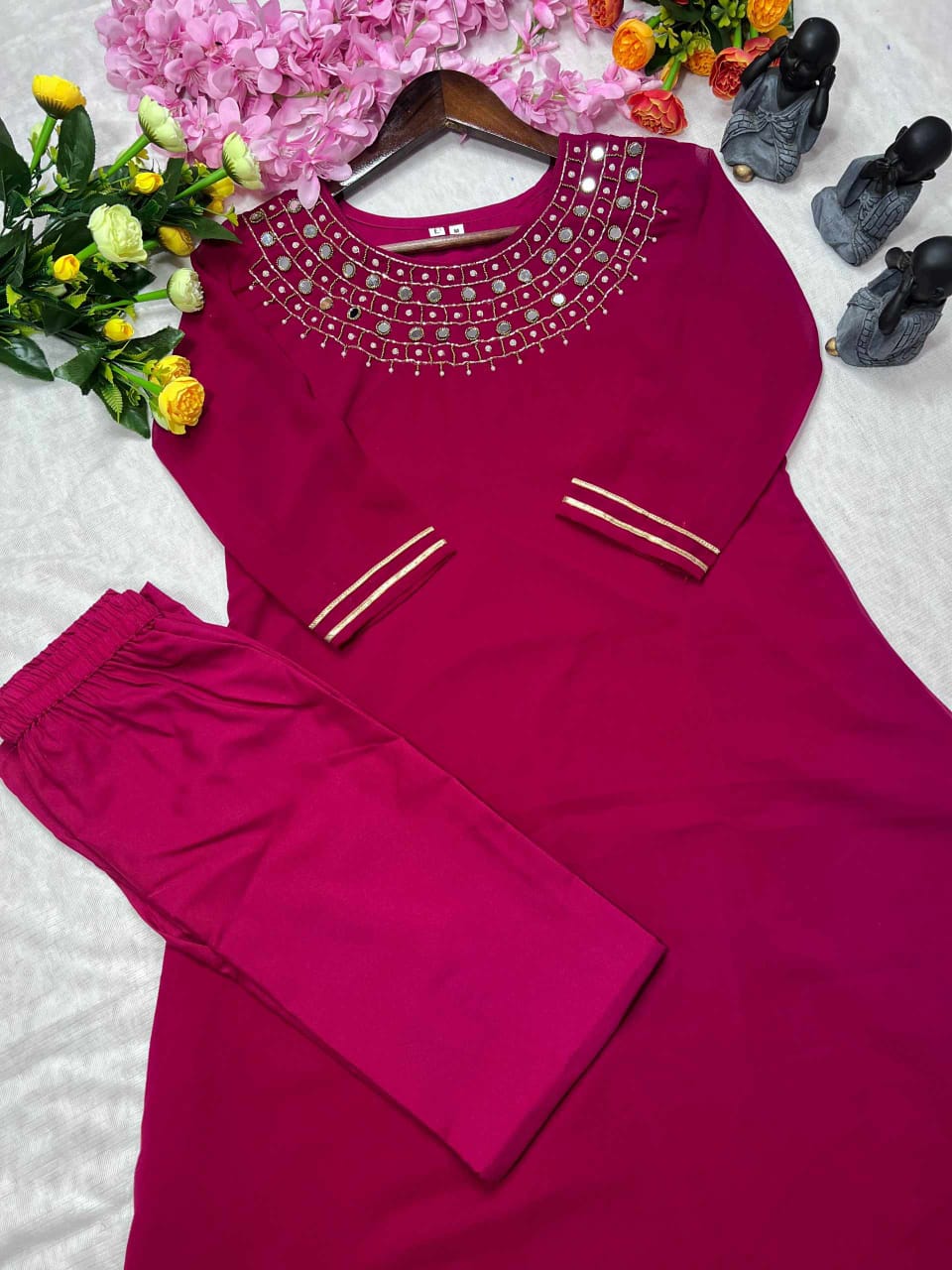 Embroidered Maroon Kurti