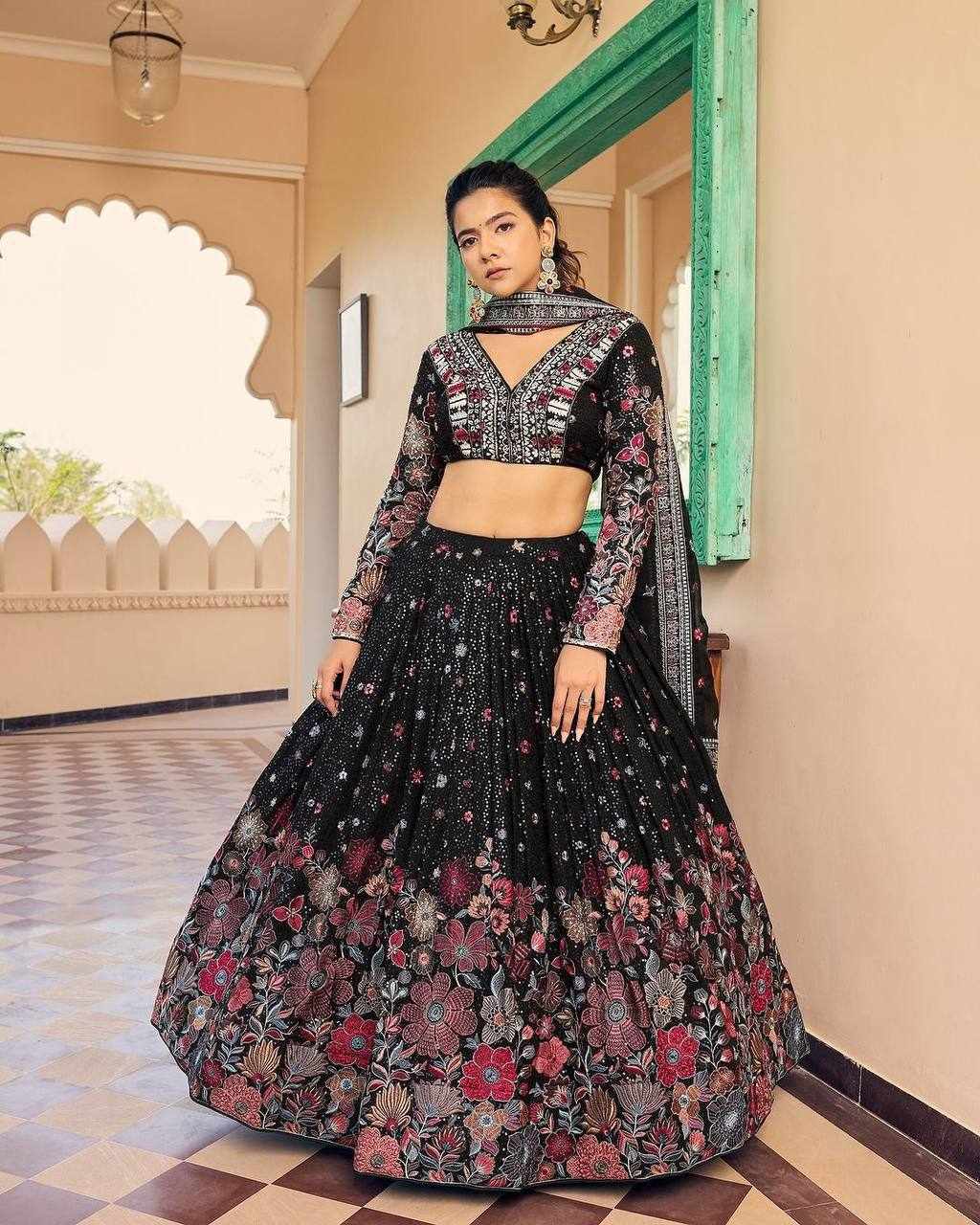 Embroidered Black Lehenga Choli
