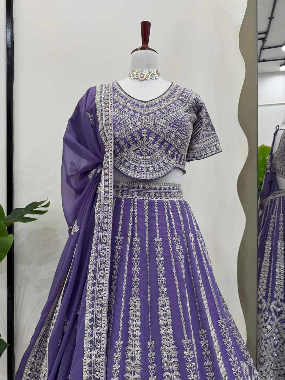 Lavender Embroidered Lehenga Choli