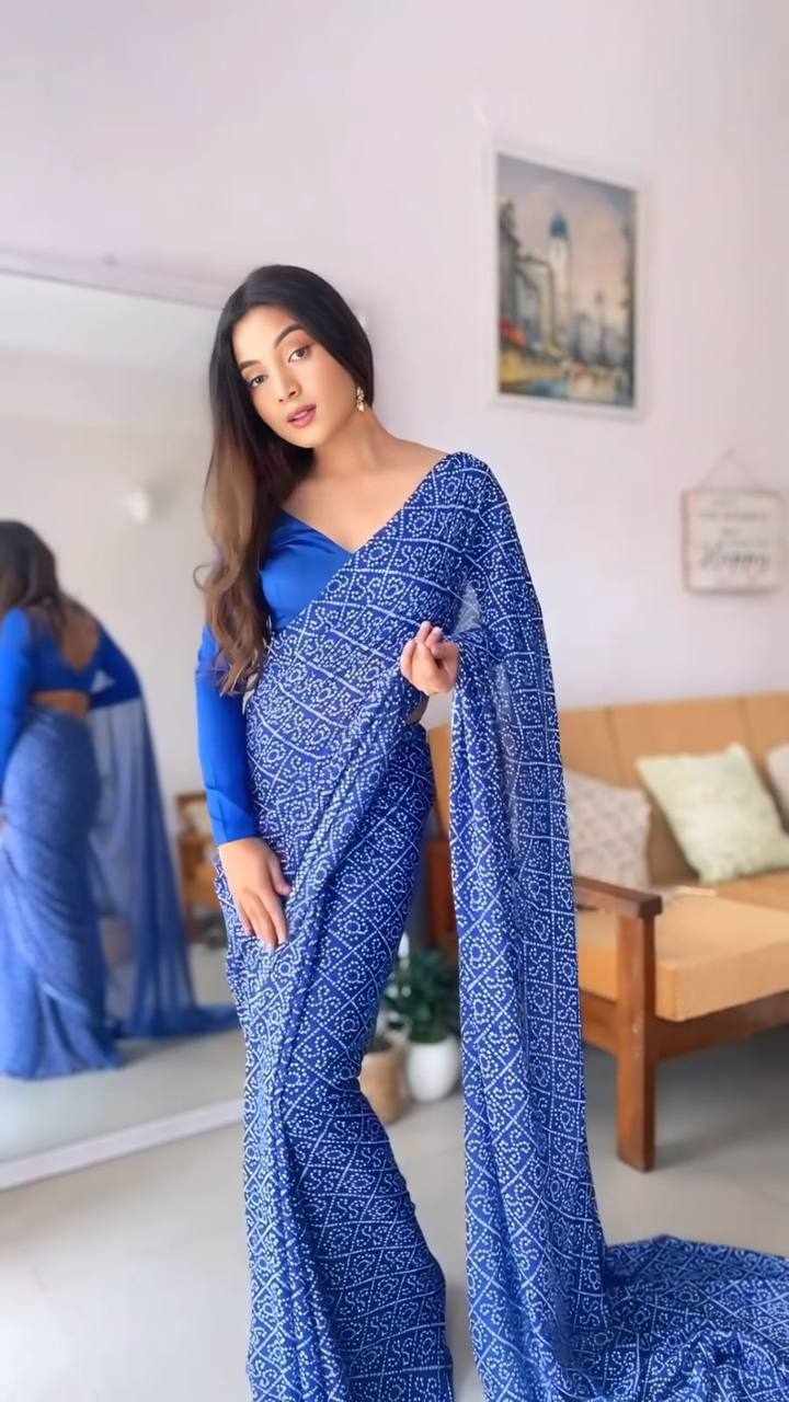 Blue Printed Saree