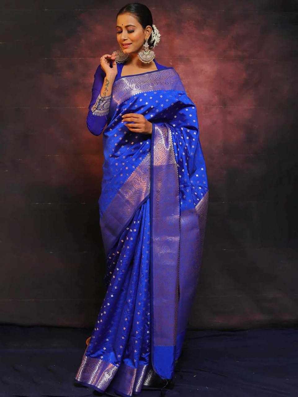 Royal Blue Banarasi Silk Saree