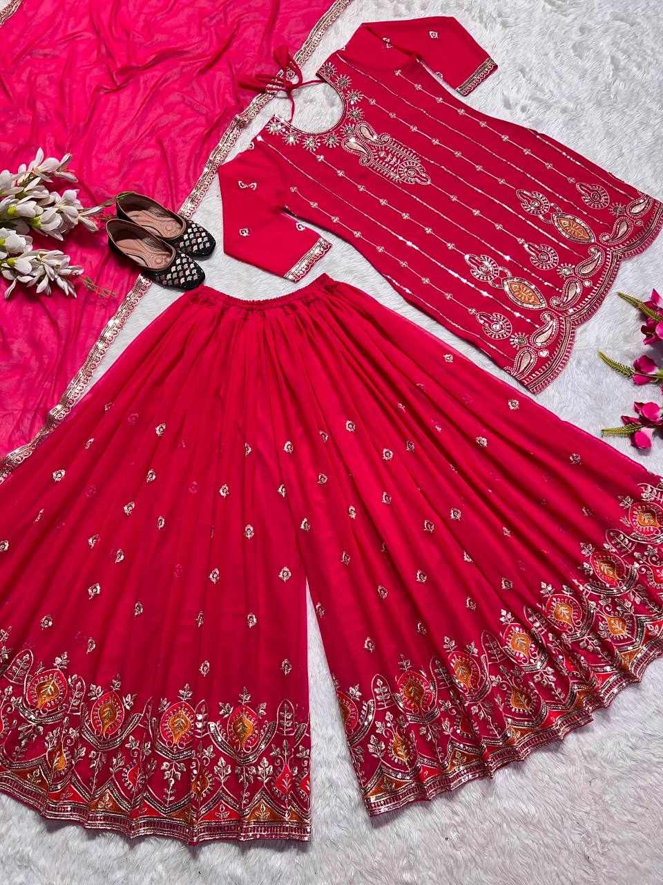Traditional Embroidered Maroon Dress