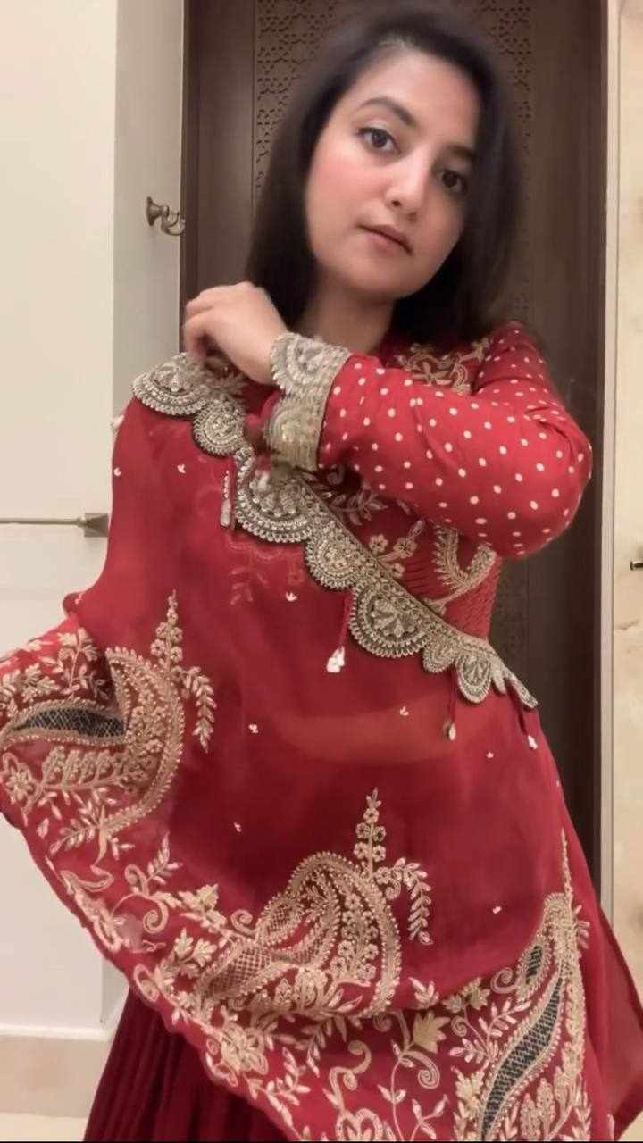 Embroidered Red Anarkali Dress