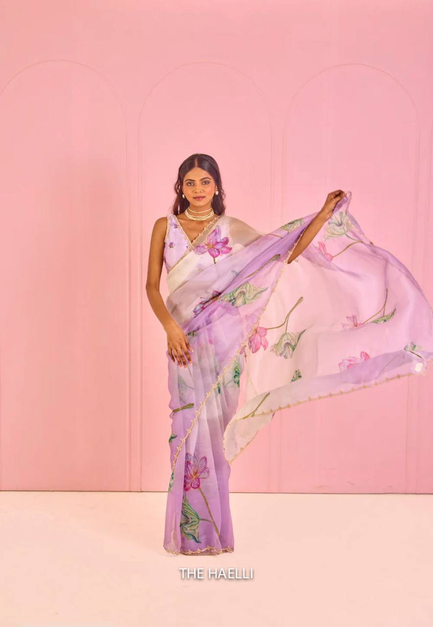 Lavender Floral Saree