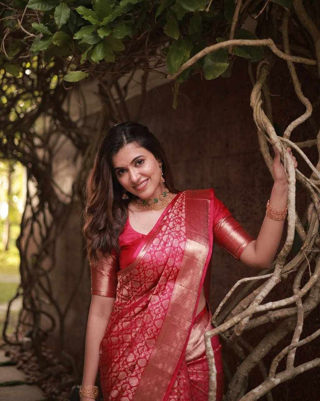 Elegant Yellow and Red Silk Saree