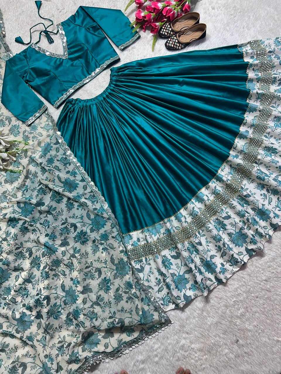 Blue Floral Lehenga Set